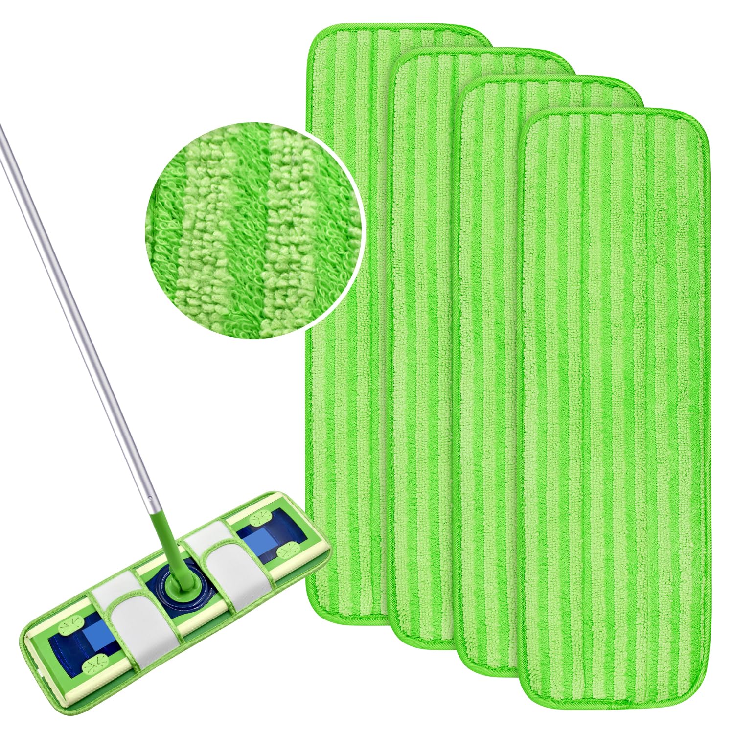 Paquete de 4 almohadillas de microfibra para trapeadores Swiffer XL, reutilizables, húmedos y secos, compatibles con Swiffer Sweeper XL, almohadillas de repuesto lavables para limpieza en seco y