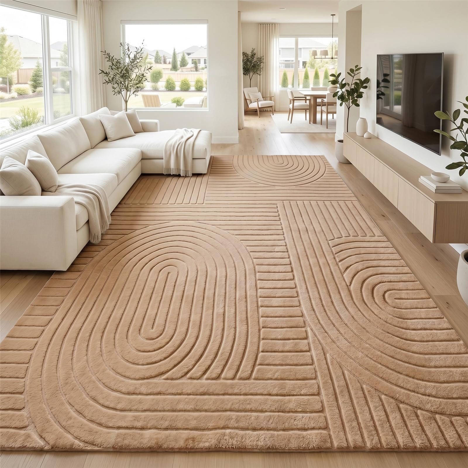 Photo 1 of MATIIUI Brown Solid Area Rug 9x12 Large Washable Soft Rugs for Living Room