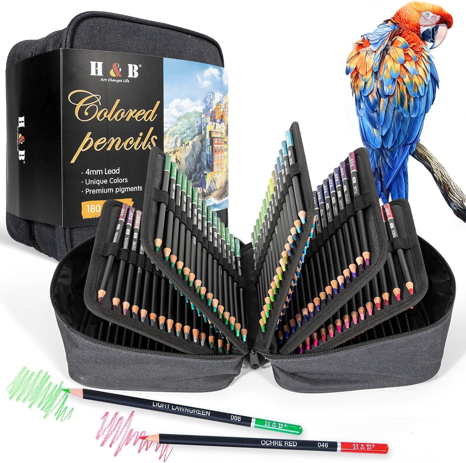 H & B 180 Colored Pencils Kit, Art Supplies For Adult Coloring,Oil Based Soft Core, Ideal For Coloring Sketching Shading,Art Pencil Set For Kids Teens Beginner, Wooden Color Pencils