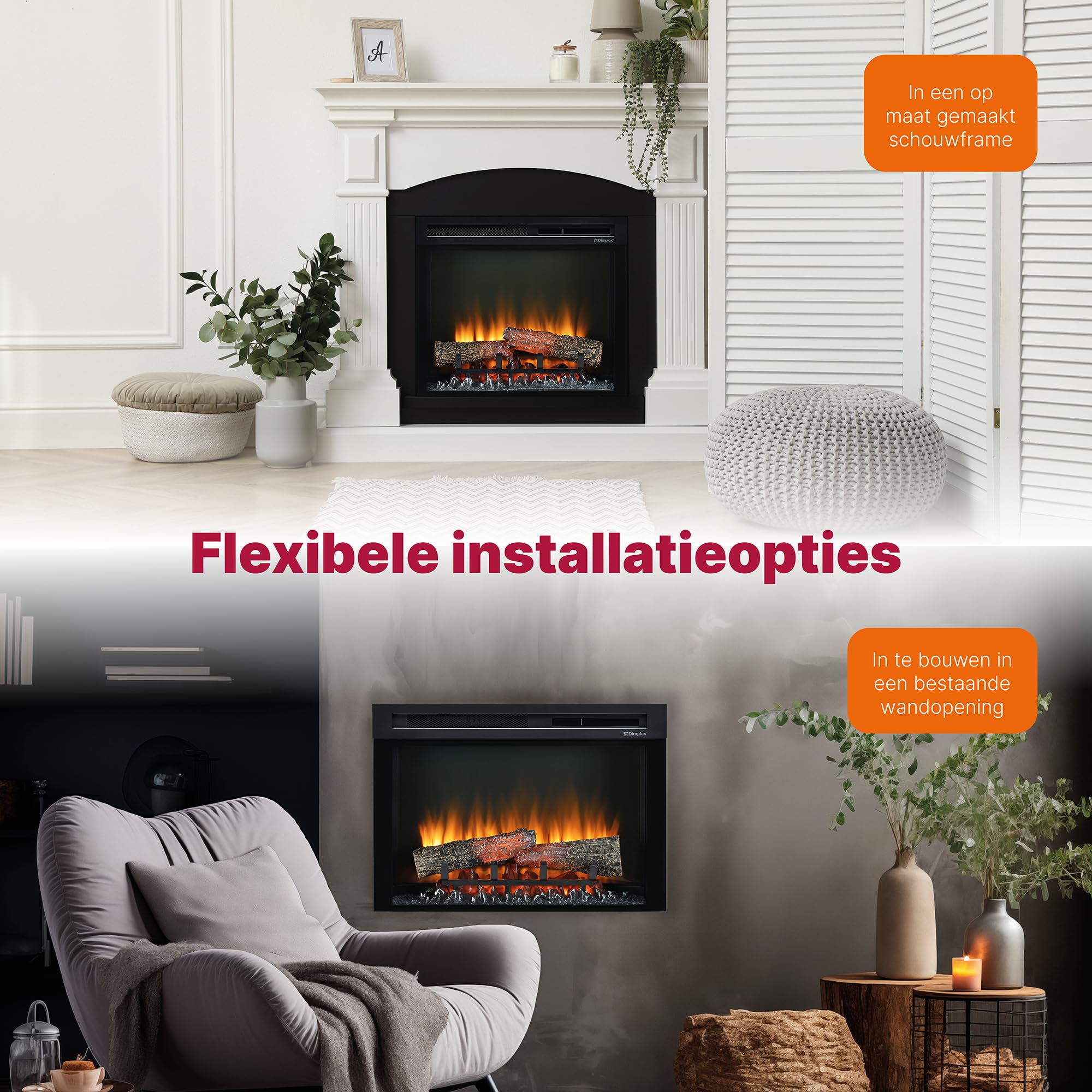 Dimplex Chimenea eléctrica XHD26 Firebox 210975 Efecto Llama Optiflame - Lámparas LED duraderas - Chimenea eléctrica con calefacción - Inserto de Chimenea - Incluye Mando a Distancia, 1400 W, Negro,