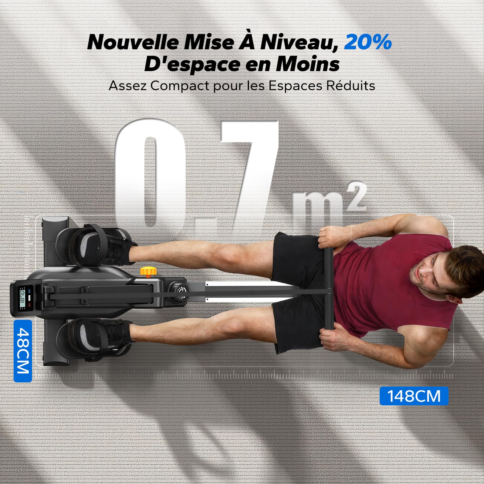 MERACH Rameur D'appartement avec Carte Interactive Exclusive de l' APP et Jeux, Apparence Semblable à Un Requin, Expérience de Rame Intense, Gain de Place, Adapté à L'entraînement du Corps Entier