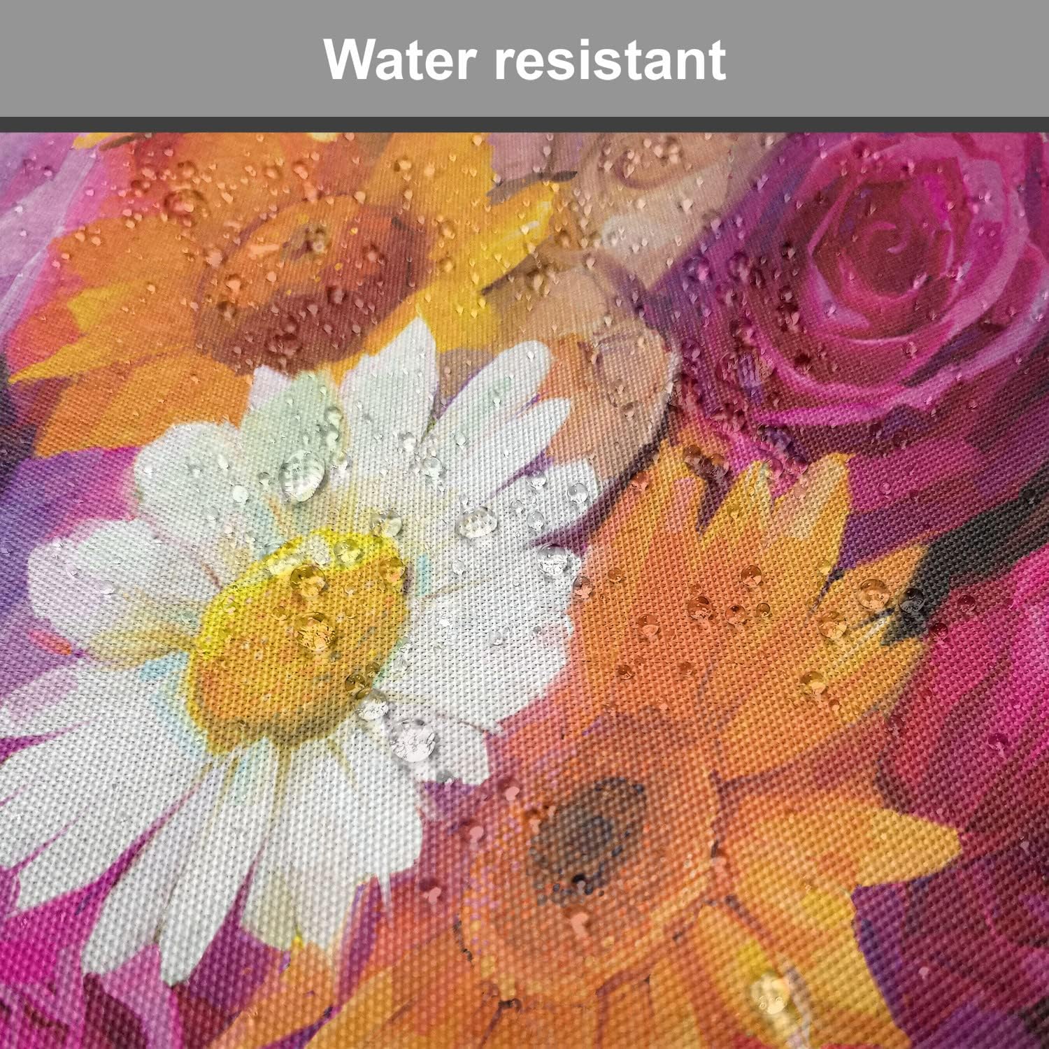 Lunarable Watercolor Flower Chair Cushion Pads Set of 2, Bouquet Design Rose Daisy and Gerbera Bridal Romantic Print, Anti-Slip Seat Padding for Kitchen & Patio, 16"x16", Purple Orange Pink