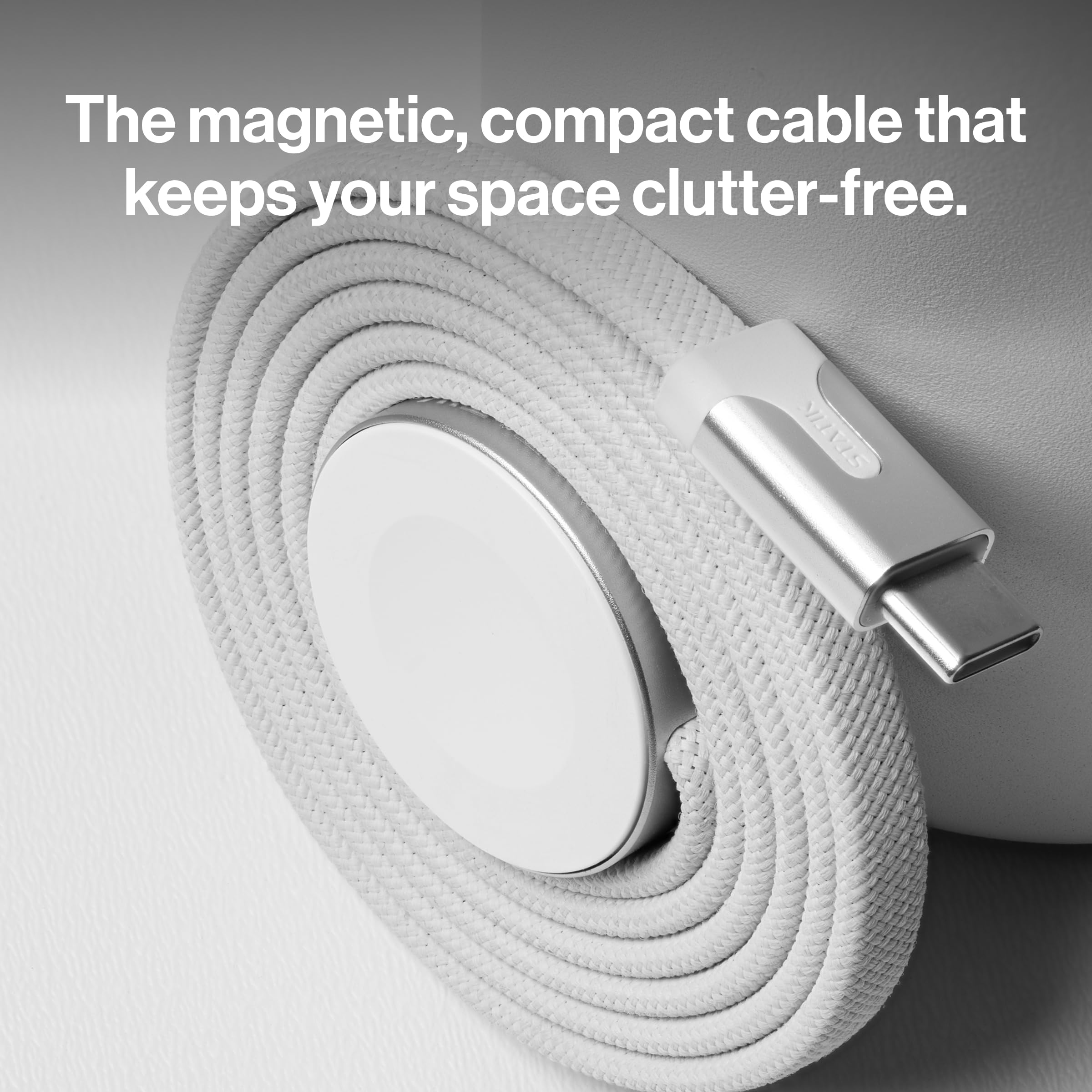 Statik MagStack - Cavo USB C 2 in 1, compatibile con Apple Watch, iPhone 15/16, cavo di ricarica magnetico senza ingombri, caricabatterie rapido USB C