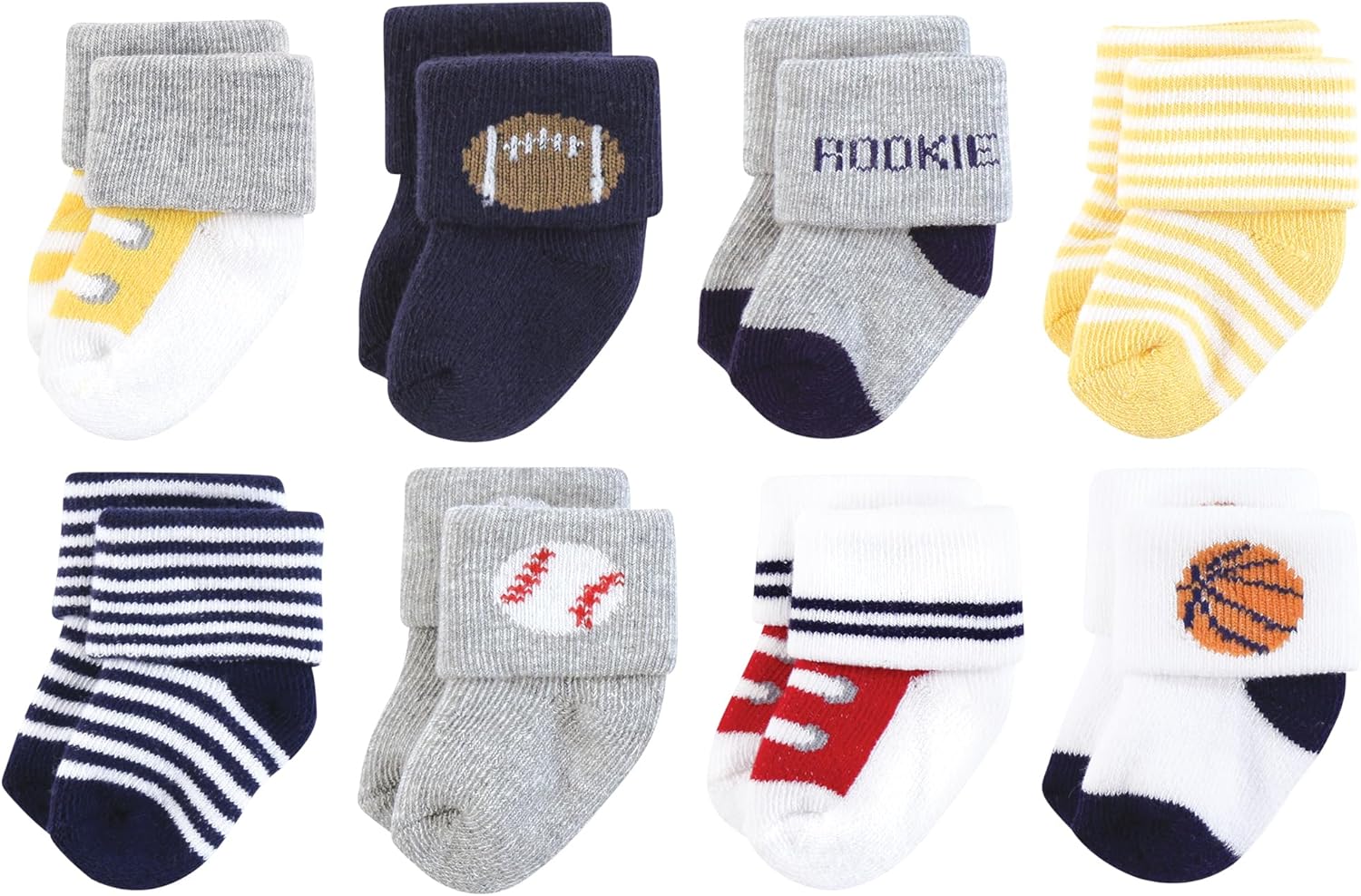 Hudson Baby Infant Boy Cotton Rich Newborn and Terry Socks, Sports Rookie, 6-12 Months