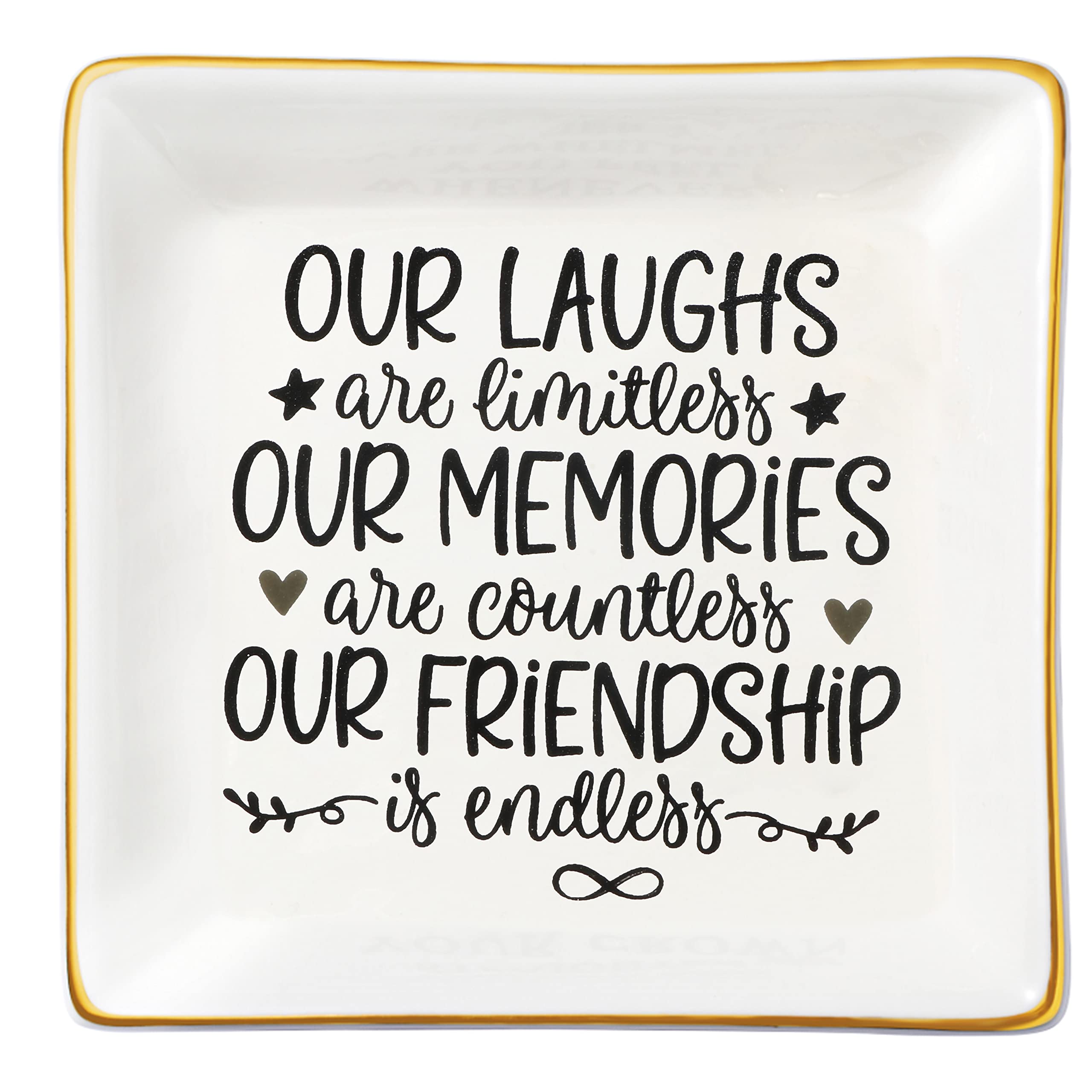 JoycuFF Friendship Gifts for Women Friends Birthday Ceramic Trinket Dish Tray Unique Ceramic Trinket Dish Tray Jewelry Thanksgiving Day Christmas Gifts for Her