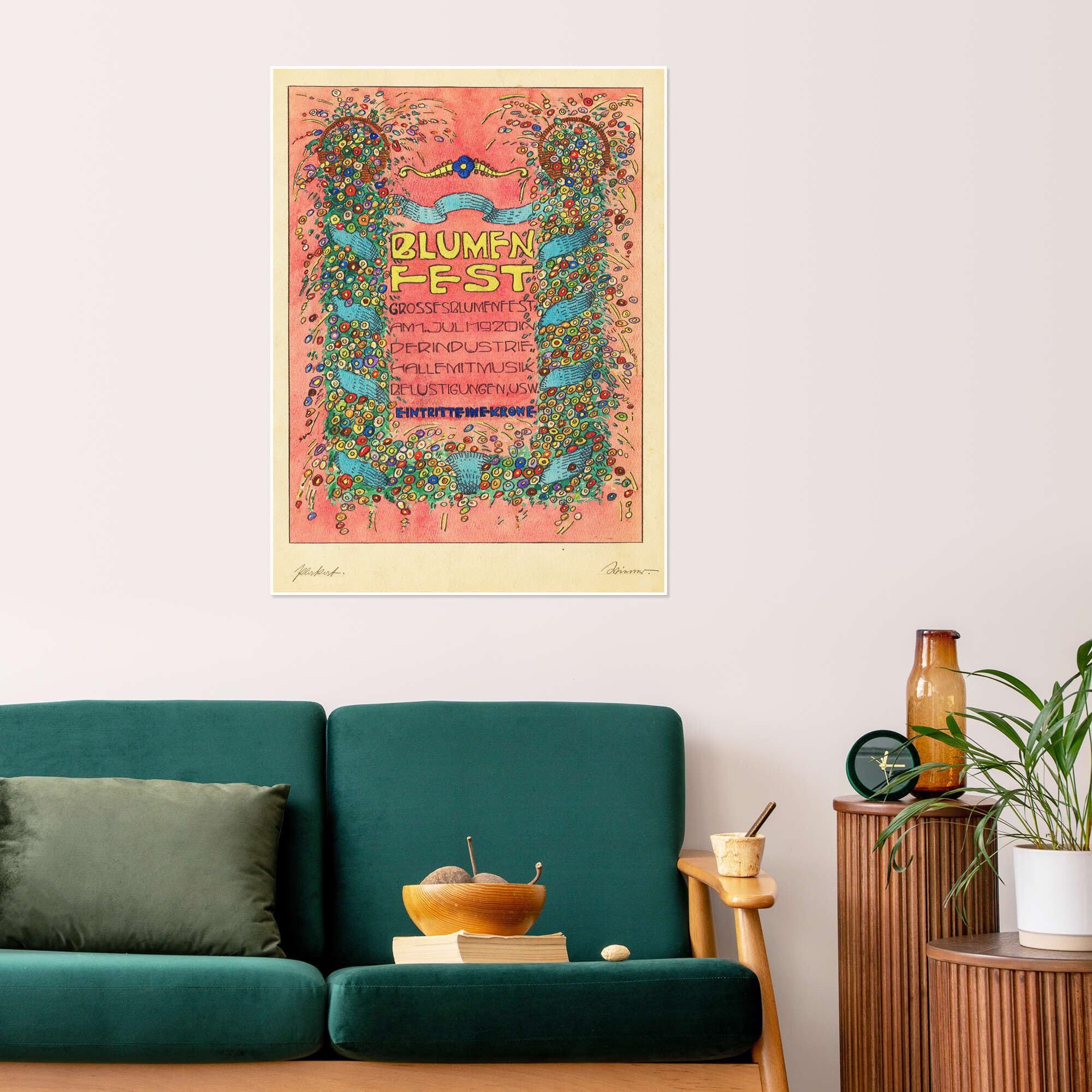 Posterlounge Flower Festival Poster | 90 x 120 cm di Karl Wiener Rosato Quadri Decorazione per pareti