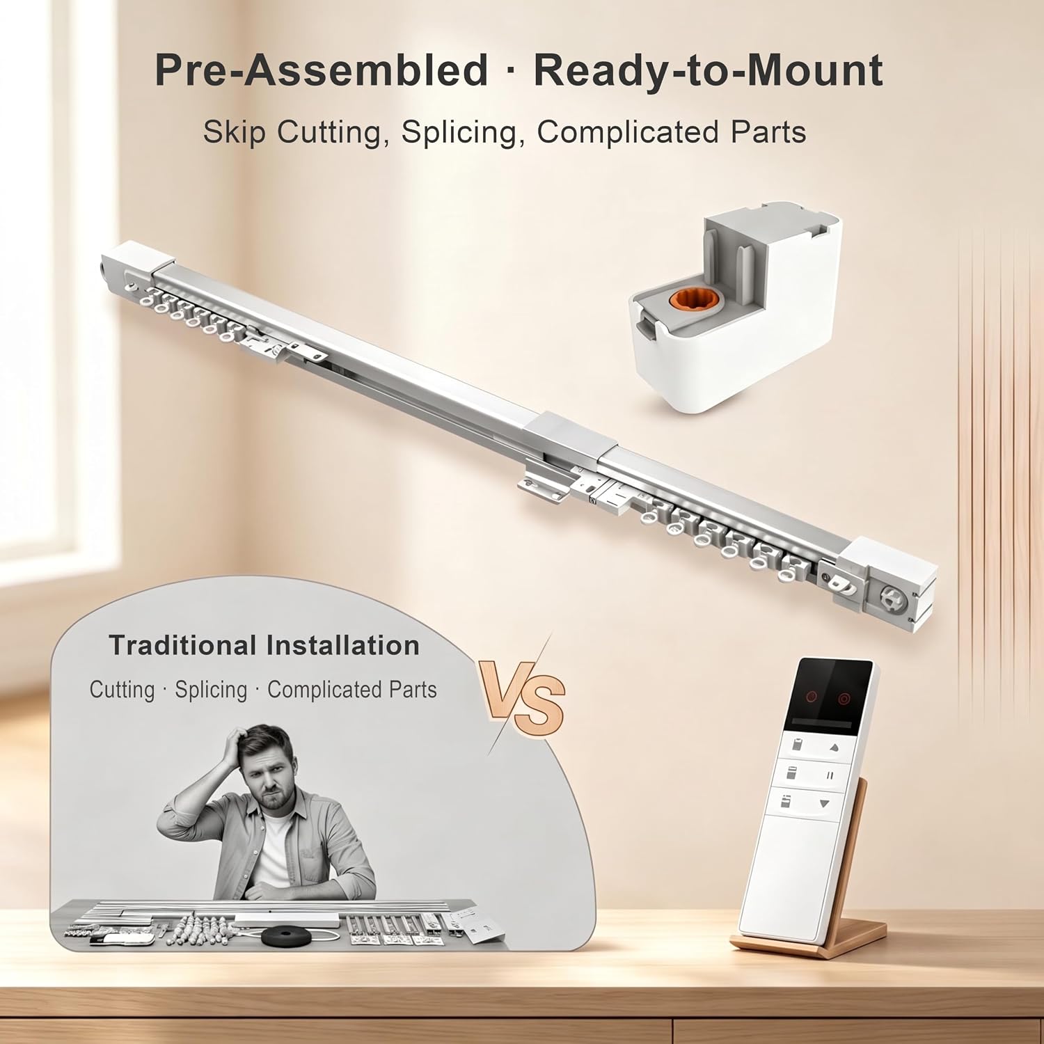 Telescopic Electric Curtain Track with Brushless Mini Wi-Fi Motor 99"-177" 4 81yaaAPRikL. AC SL1500