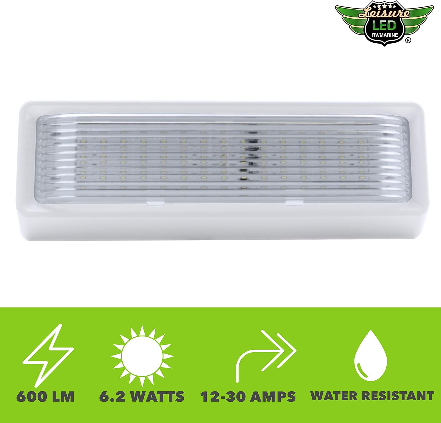 Leisure LED RV Exterior Porch Utility Light XL 12v 650 Lumen Lighting Fixture. Replacement Lighting for RVs, Trailers, Campers, 5th Wheels White Base Clear Lens (White, 1-Pack) : Automotive