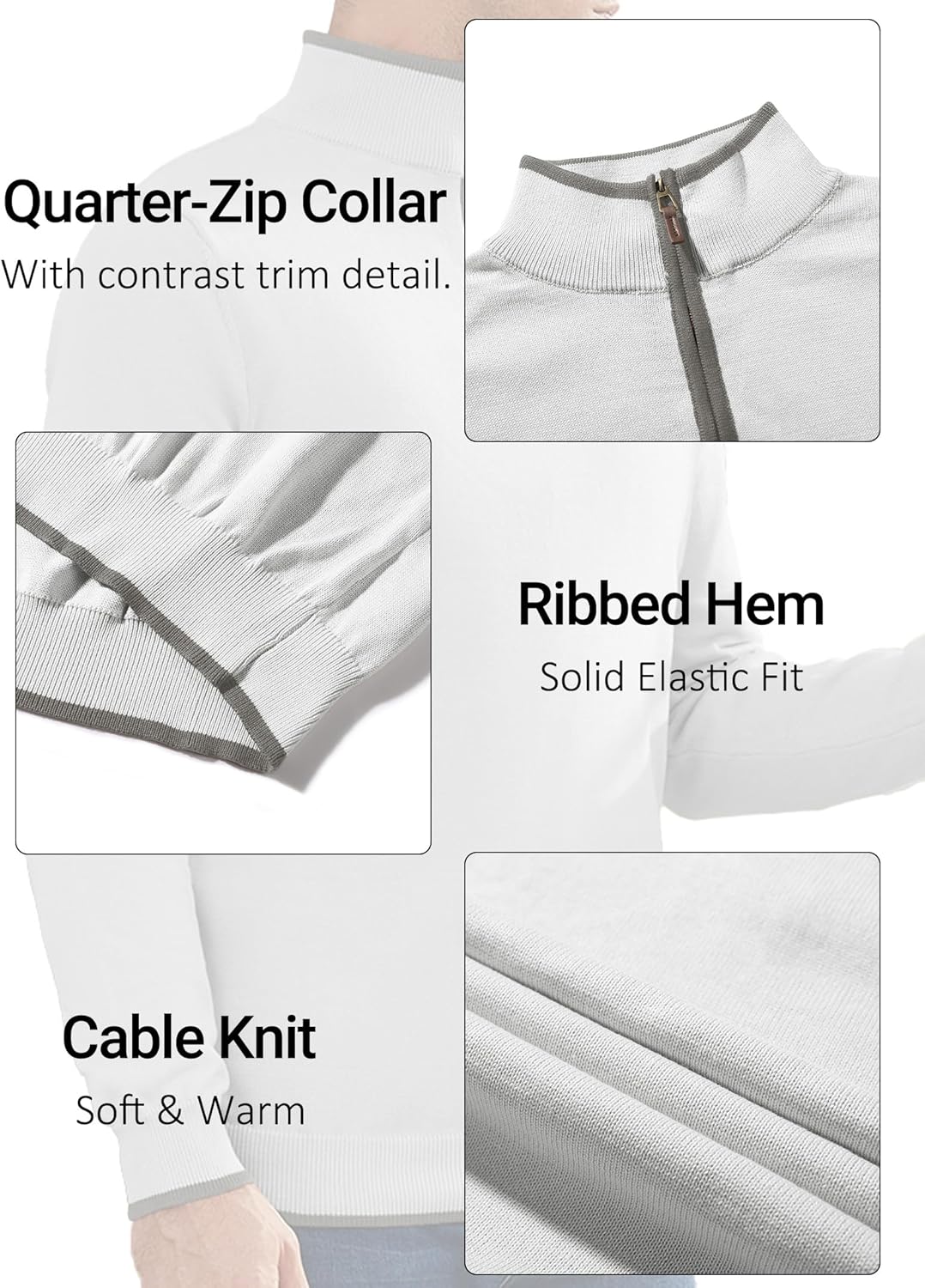 Men's Quarter Zip Pullover Sweater Lightweight Casual Knit Sweaters for Men Relaxed Fit S-3XL Polo Sweaters - Image 8