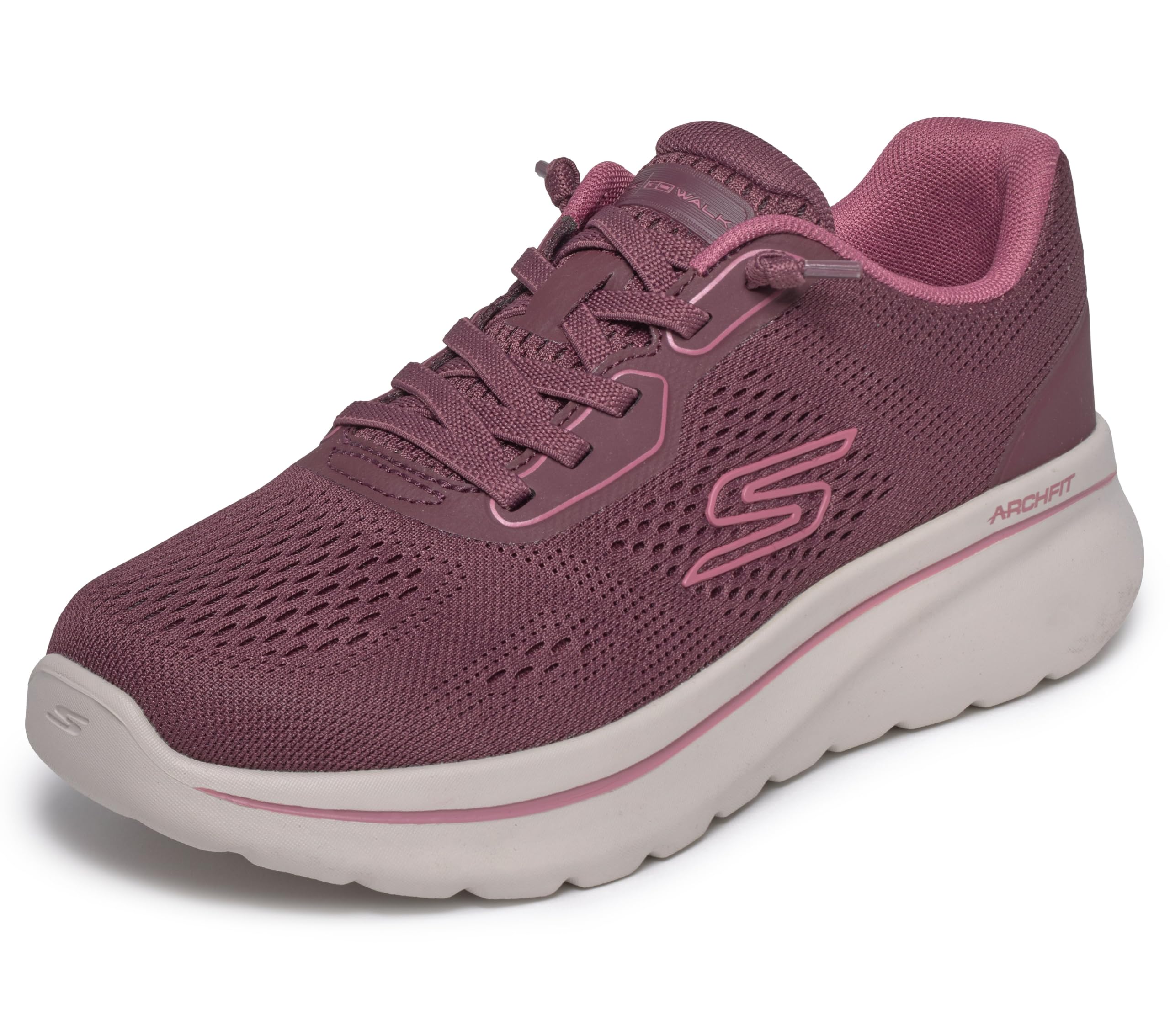 Skechers Damen Go Walk Arch Fit N-Joy EllieSneaker | Arch Fit Einlegesohle, ultraleichte Dämpfung, entspannte Passform, elastische Schnürsenkel, maschinenwaschbar, vegan