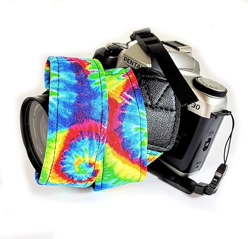 Correa de cámara Tie Dye, correa de cámara hippie universal DSLR para cuello y hombro, accesorio de fotografía, regalo para hombres y mujeres
