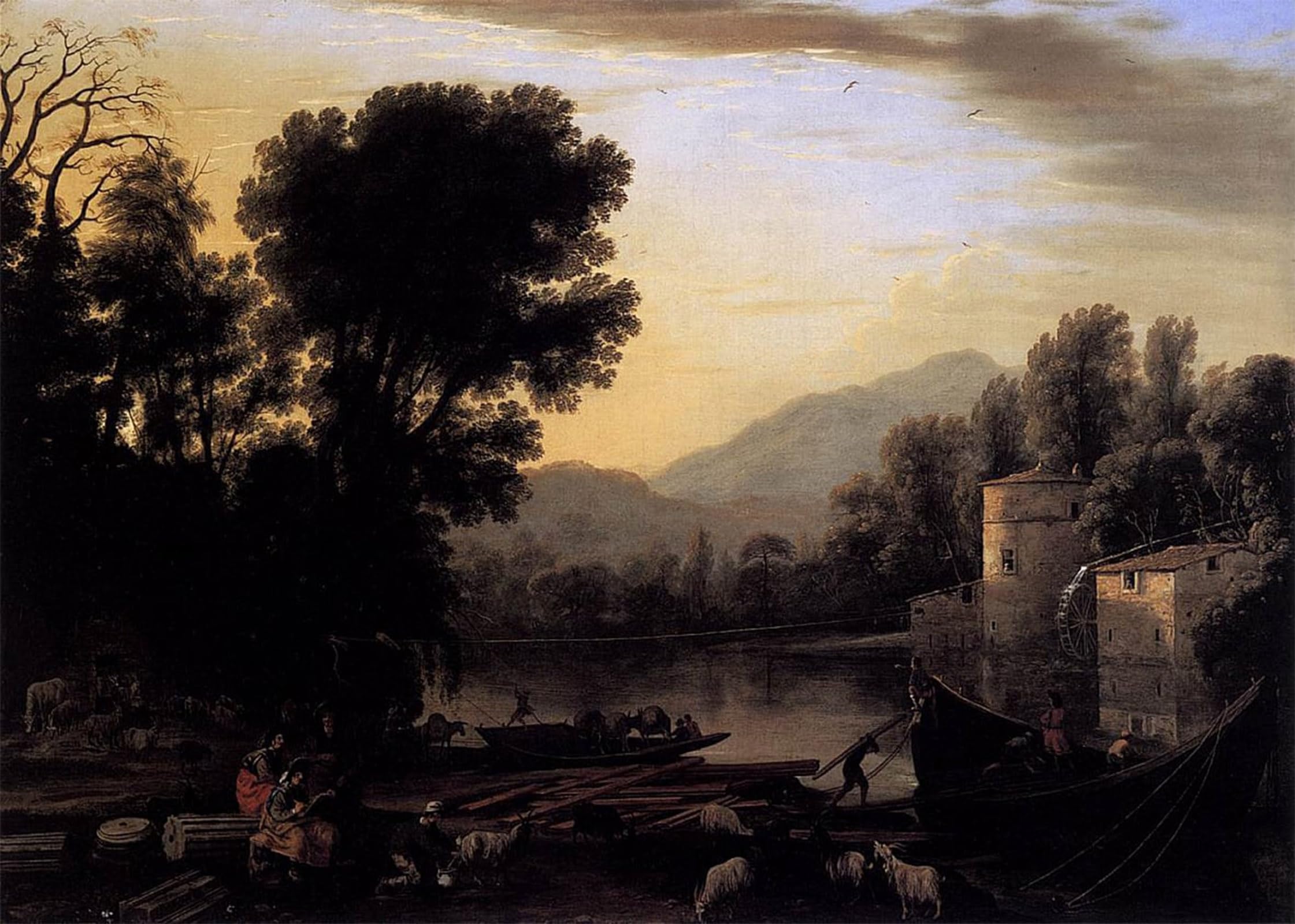 ARTXLXXBN Famous Painting Art Wall Decor Abstract Art Picture the Mill by Claude Lorrain Animal Pictures for Home Decor 60x90cm