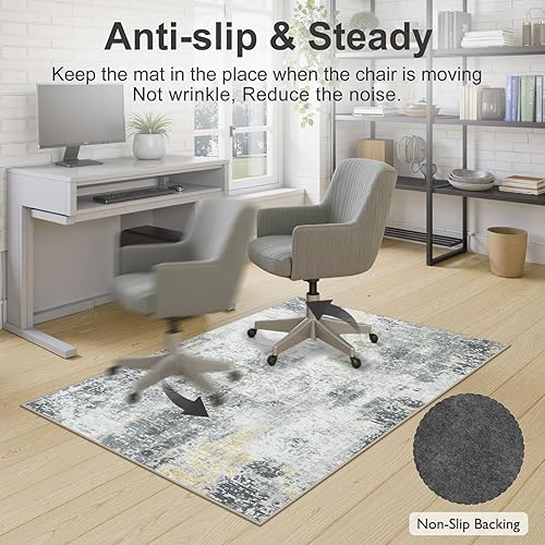 Miniatura 4 de Anidaroel Tapete abstracto para silla de oficina de 36 x 48 pulgadas para suelo de madera dura, tapete de escritorio resistente para sillas