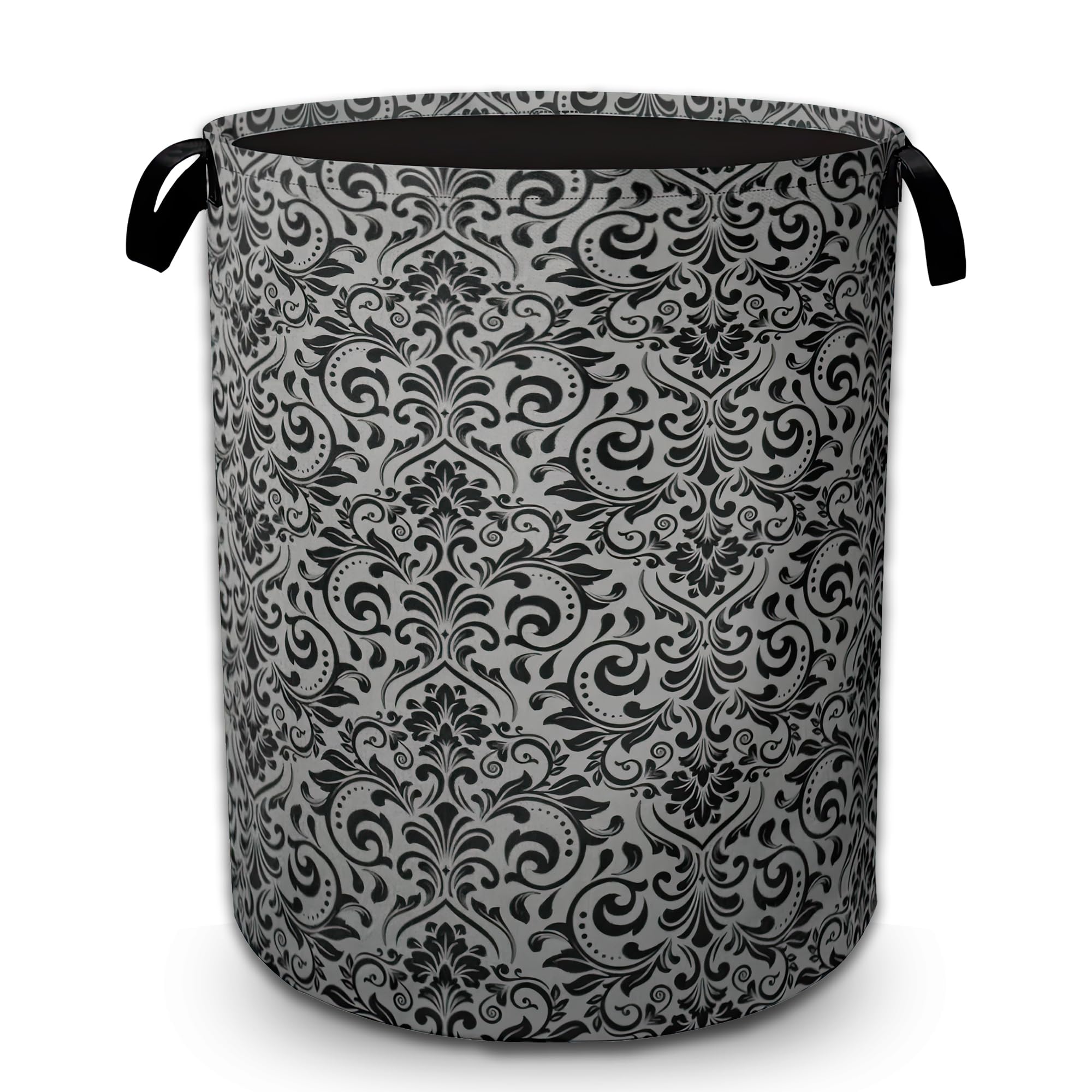 Bilangce Girls Black Damask Laundry Hamper Laundry Basket Waterproof Collapsible Storage Bin For Bedroom Bathroom Kids Nursery Toy Clothes Organizer Baskets