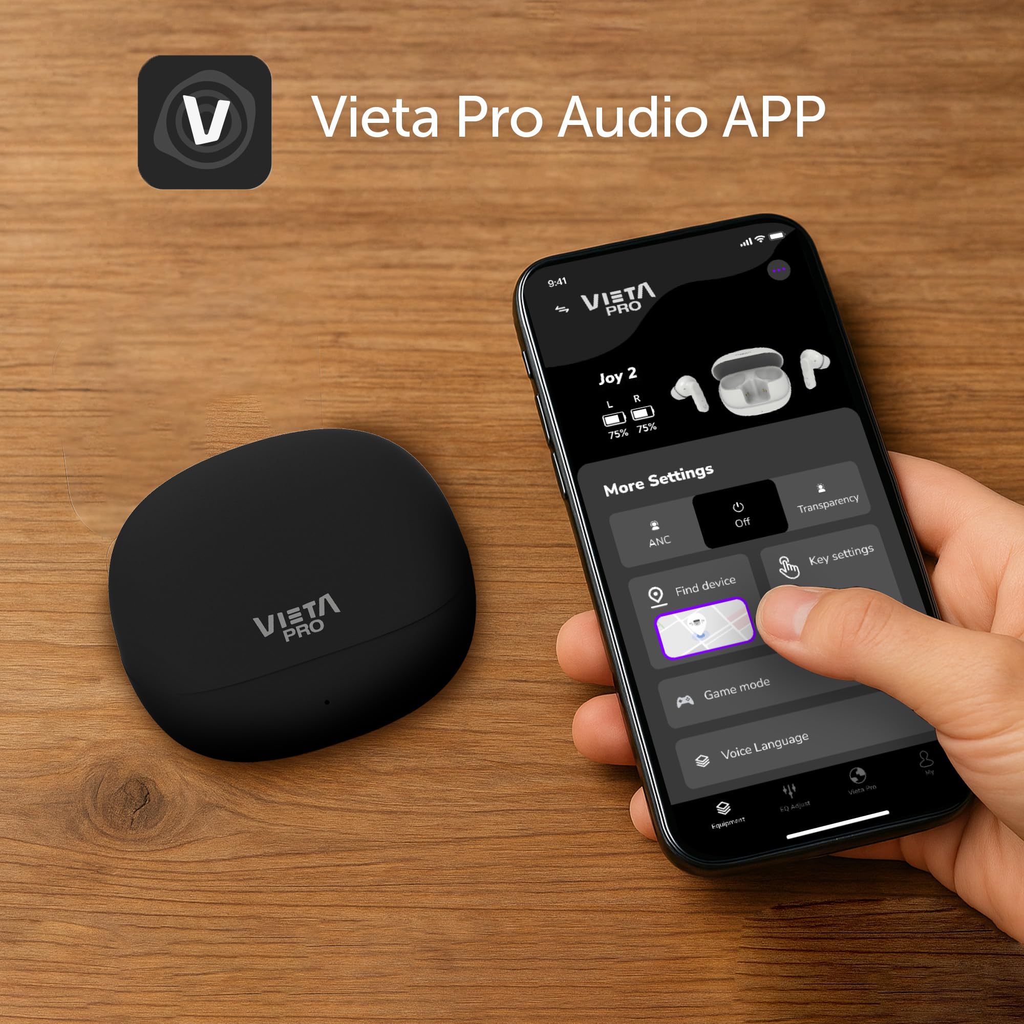 Vieta Pro - Auriculares True Wireless con Cancelación Activa de Ruido -25dB, Bluetooth 6.0, Dual Pairing, 4 x Mic ENC, Autonomía 25h, App Joy 2 Blanco