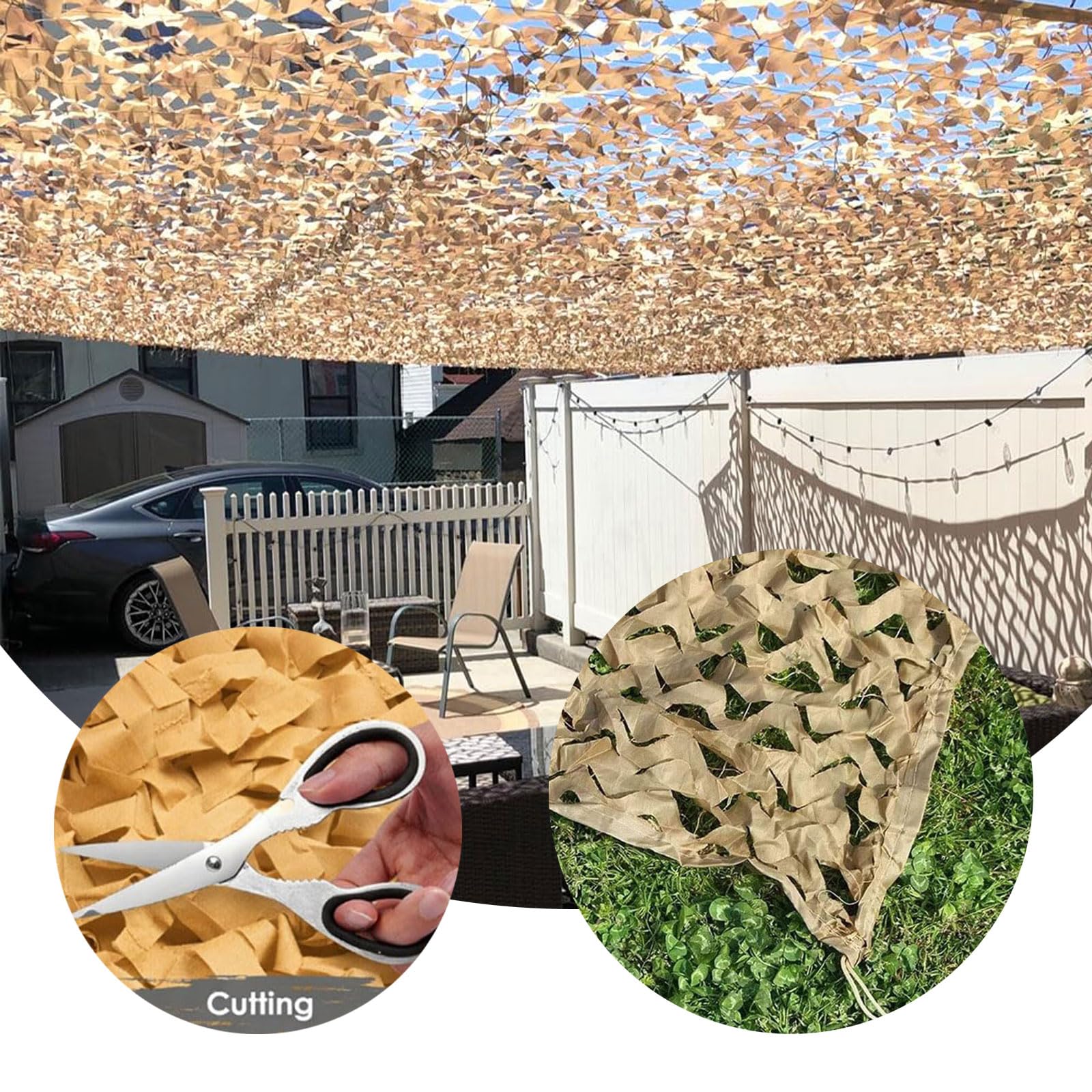 Generisch Tarnnetz Camouflage Netz Sonnenschutz Tarnung Camo Net | Oxford-Gewebe, UV-Beständiges, Sonnensegel für Militärdekoration Jagd Camping Terrasse Pergola Garten