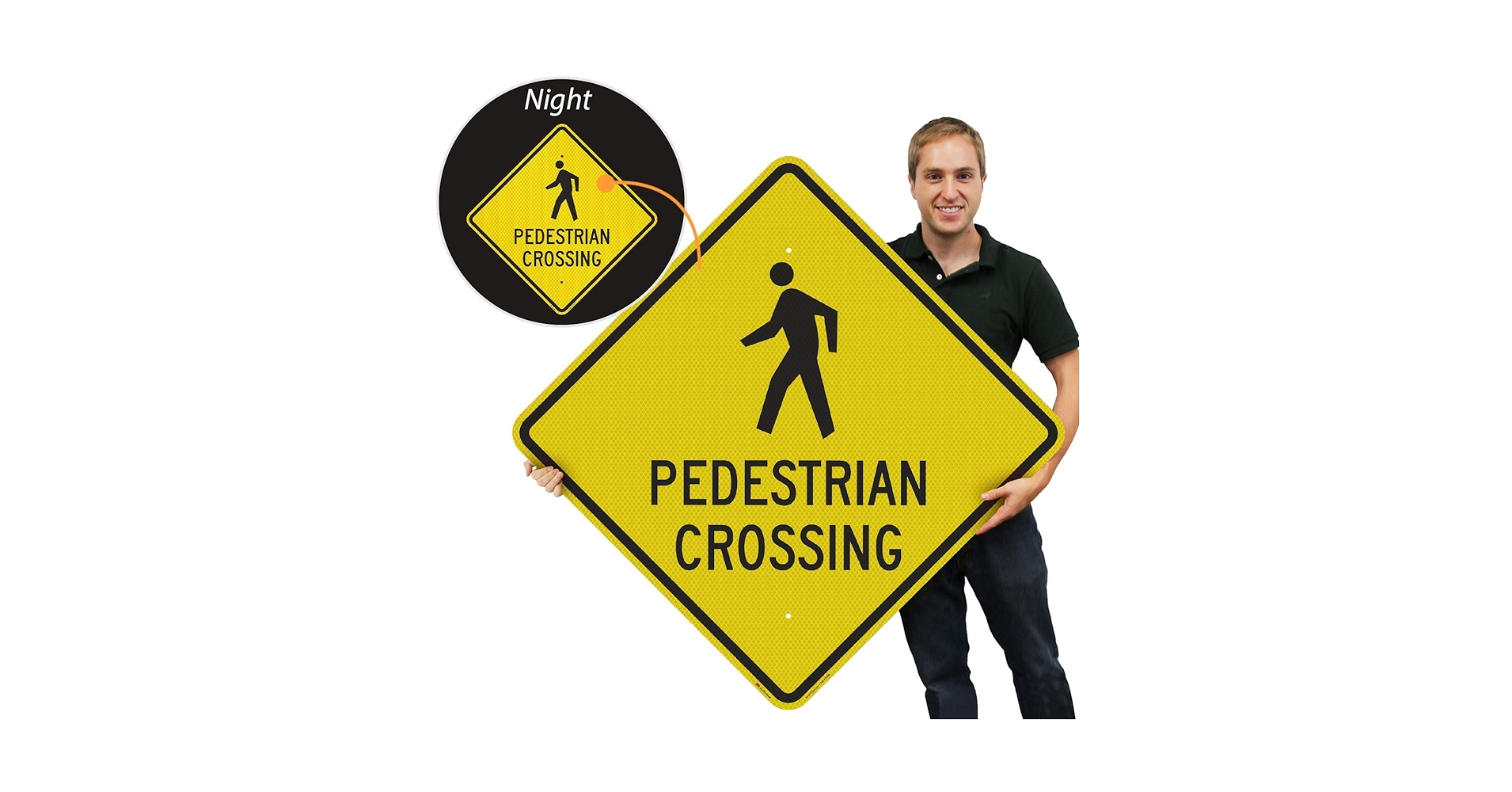 SmartSign 24 x 24 inch “Pedestrian Crossing” Metal Sign, 80