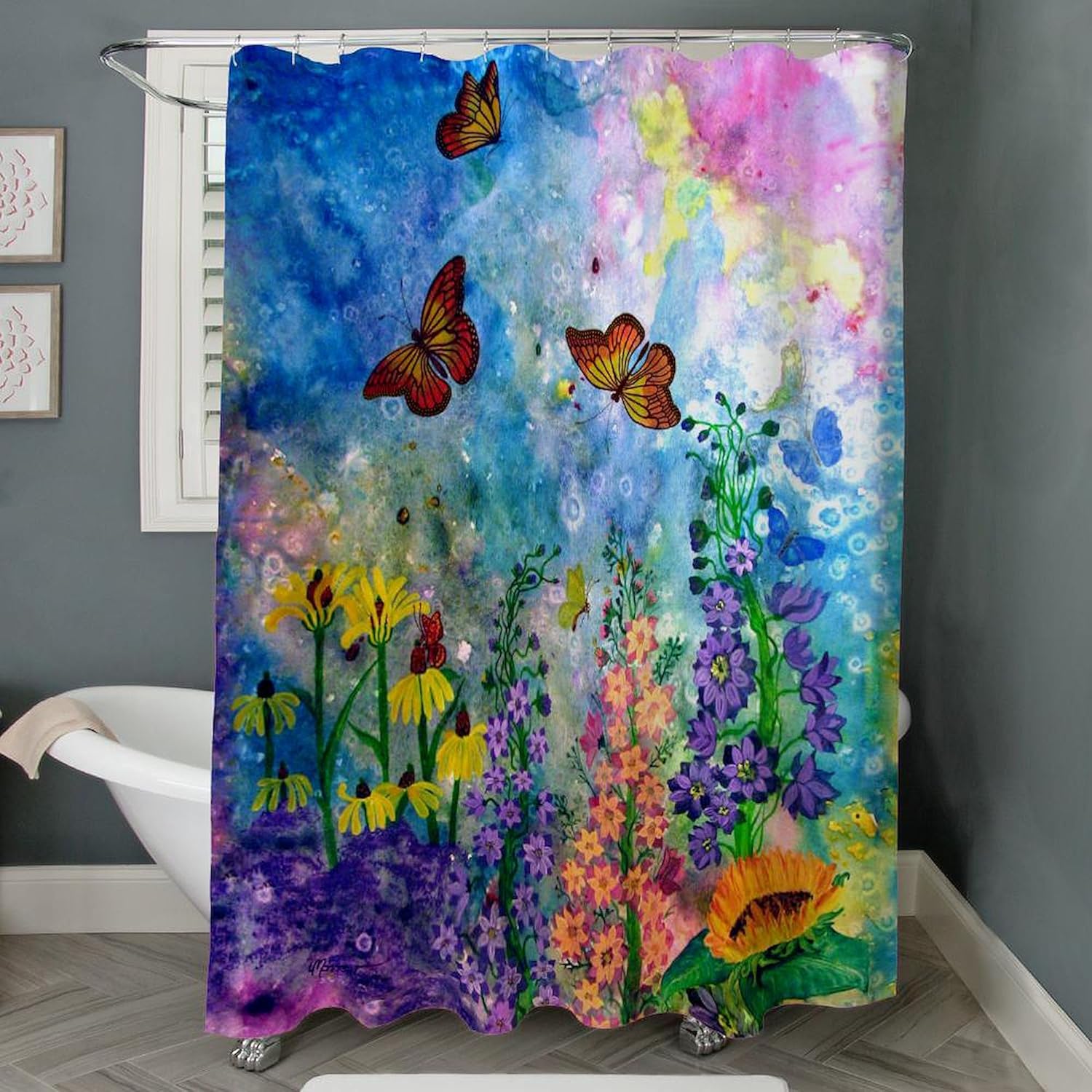 CafePress Butterfly Garden Decorative Fabric Shower Curtain