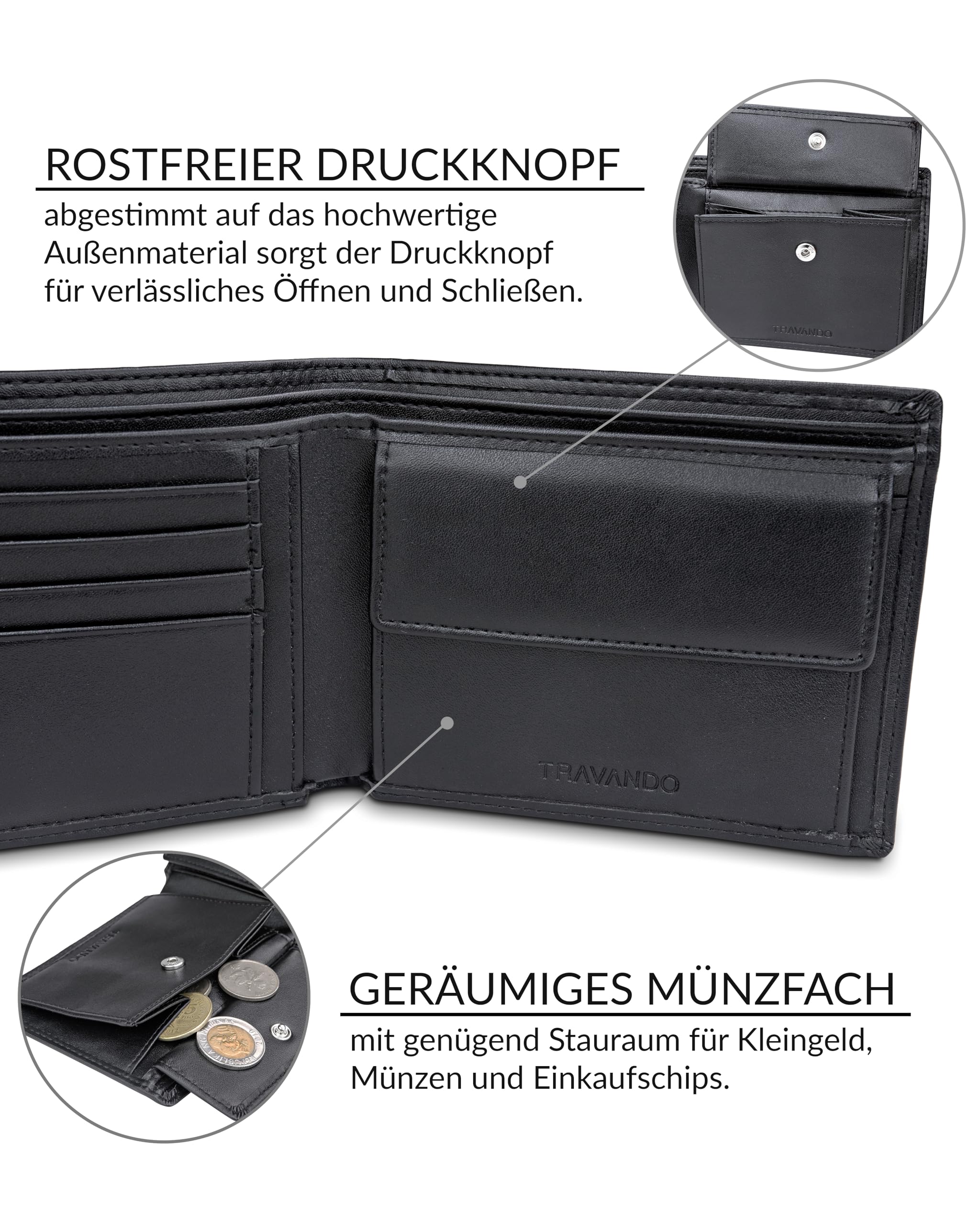 TRAVANDO Geldbörse Herren Groß TÜV RFID Zertifiziert Portmonee mit 13 Kartenfächern mit Münzfach Oslo Geldbeutel Wallet Portemonnaie Wallet for Men