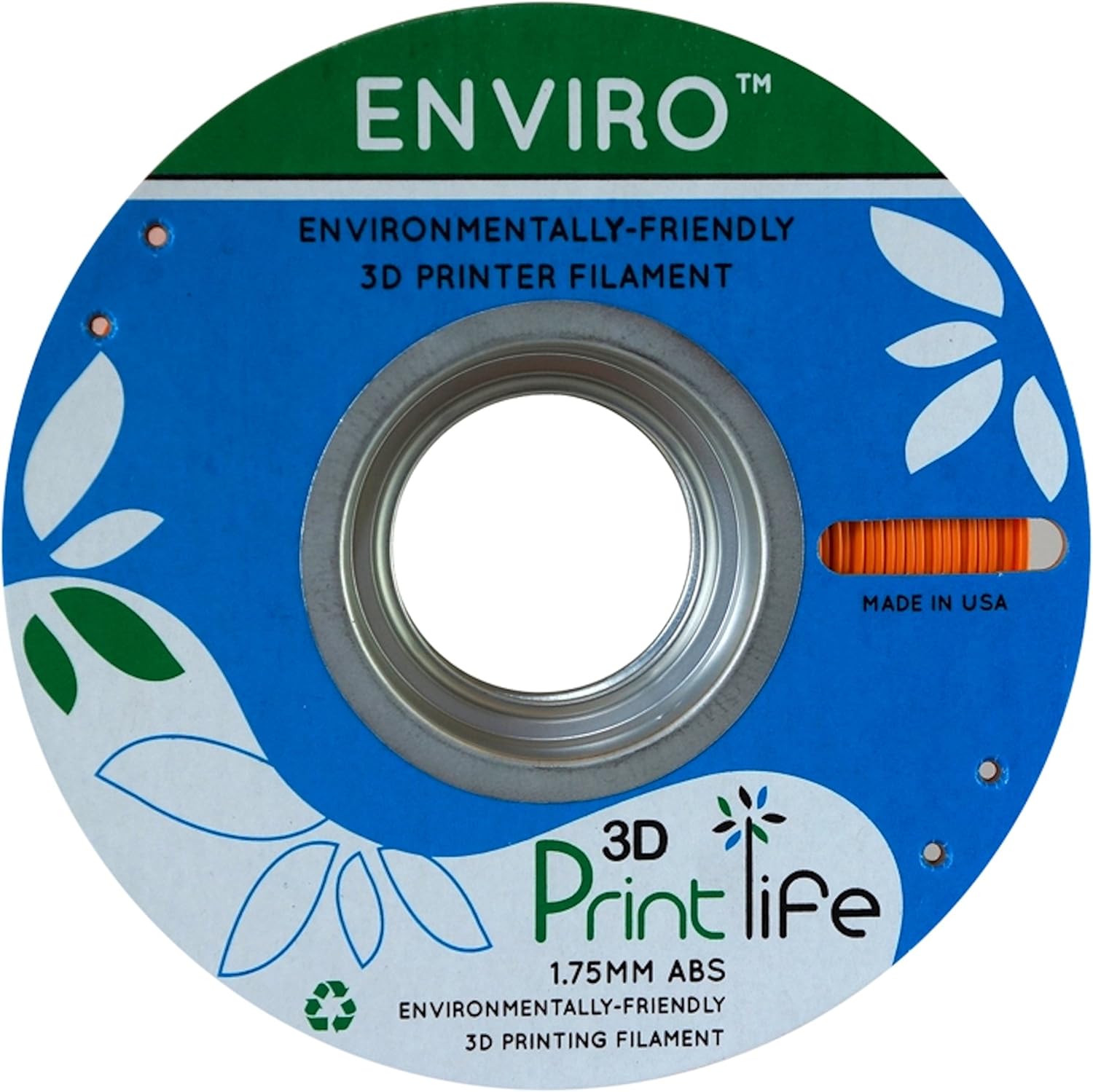 3D Printlife Enviro Eco-Friendly ABS 1.75mm Orange 3D Printer Filament, Dimensional Accuracy < +/- 0.05 mm