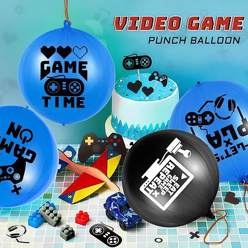 Miniatura 7 de 32 globos de punzonado de videojuegos, bolas de látex pixeladas, juguetes para suministros de regalos de fiesta de cumpleaños, relleno de bolsas de
