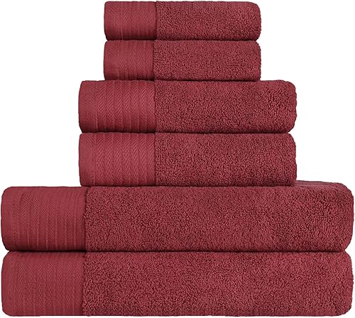Miniatura 2 de Superior Juego de toallas de 6 piezas de algodón turco en espiga sólidas, toallas ultra afelpadas para baño, ducha, spa, accesorios para el hogar,