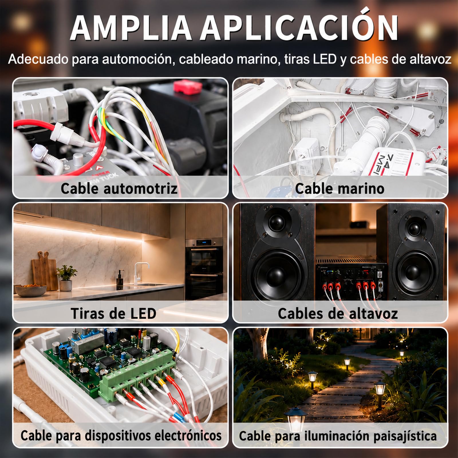 Cable 16AWG 2x1,5 mm², 20 m, Blanco, 2 Conductores Cobre Estañado Cable Flexible Baja Tensión 5V/12V/24V Alta Conductividad Resistente al Calor para LED, Automoción, Altavoces y DIY