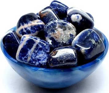 Natural Blue Sodalite Tumbled Stone Pebbles Polished Gemstone Quartz Crystal Mineral Cabs Sparkling Cabochon Specimens from S. Africa - 5PCS