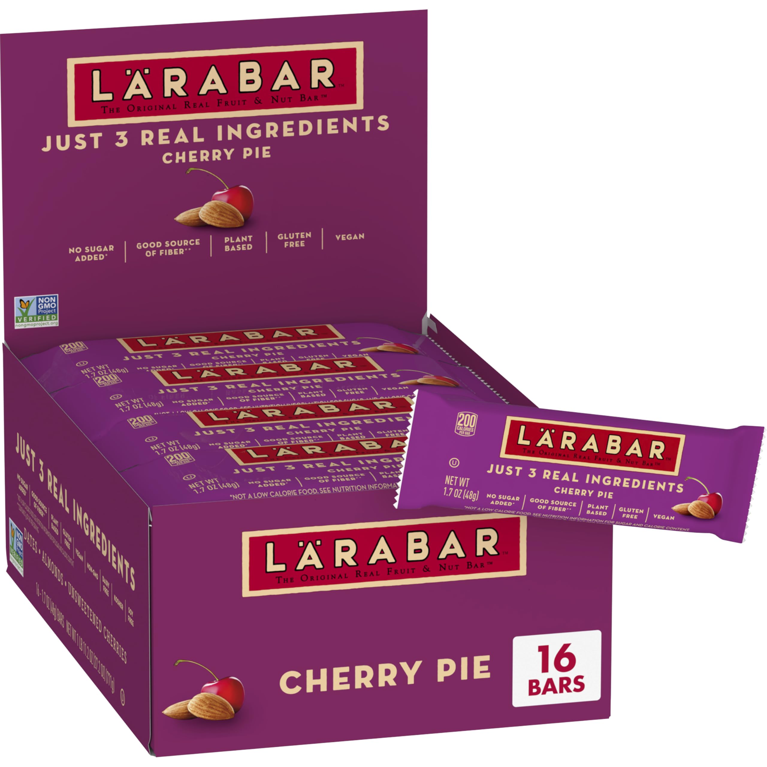 Larabar Cherry Pie, Gluten Free Vegan Fruit & Nut Bar, 1.7 oz Bars, 16 Ct