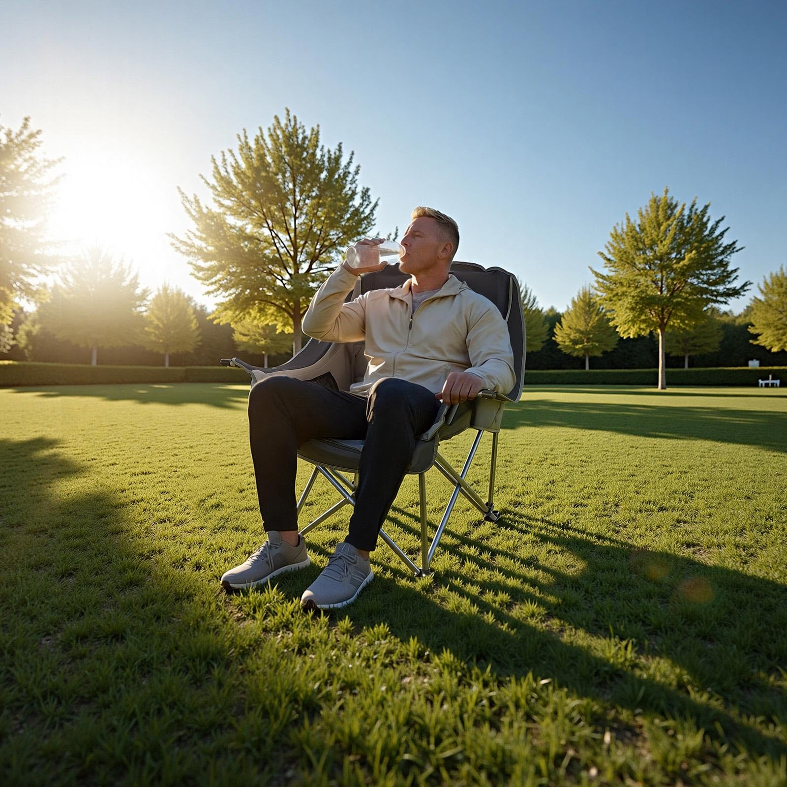 VEVOR Chaise de Camping Pliante et Portable, Fauteuil Pliable Camping Charge Maximale 204 kg, pour Pique-Nique Randonnée Pêche en Plein Air, avec Porte-gobelet, Porte-Verre à Vin et Sac de Transport