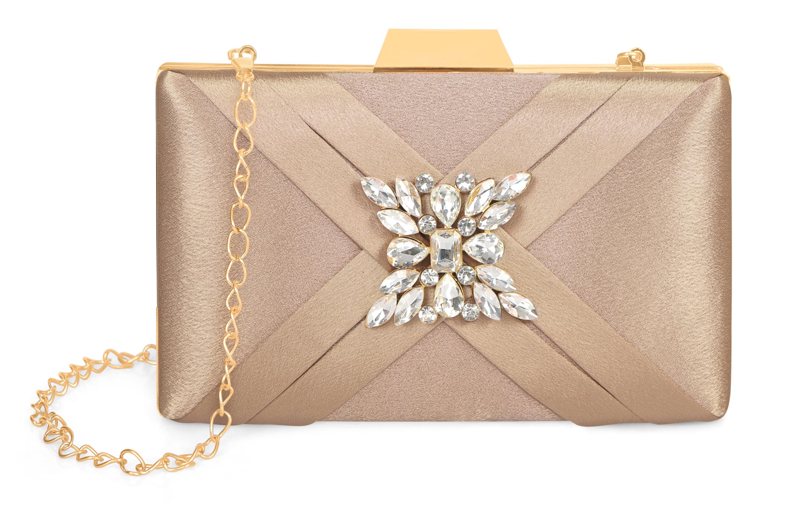 MISHA Elegance Diamond Satin Clutch (ROSE GOLD)