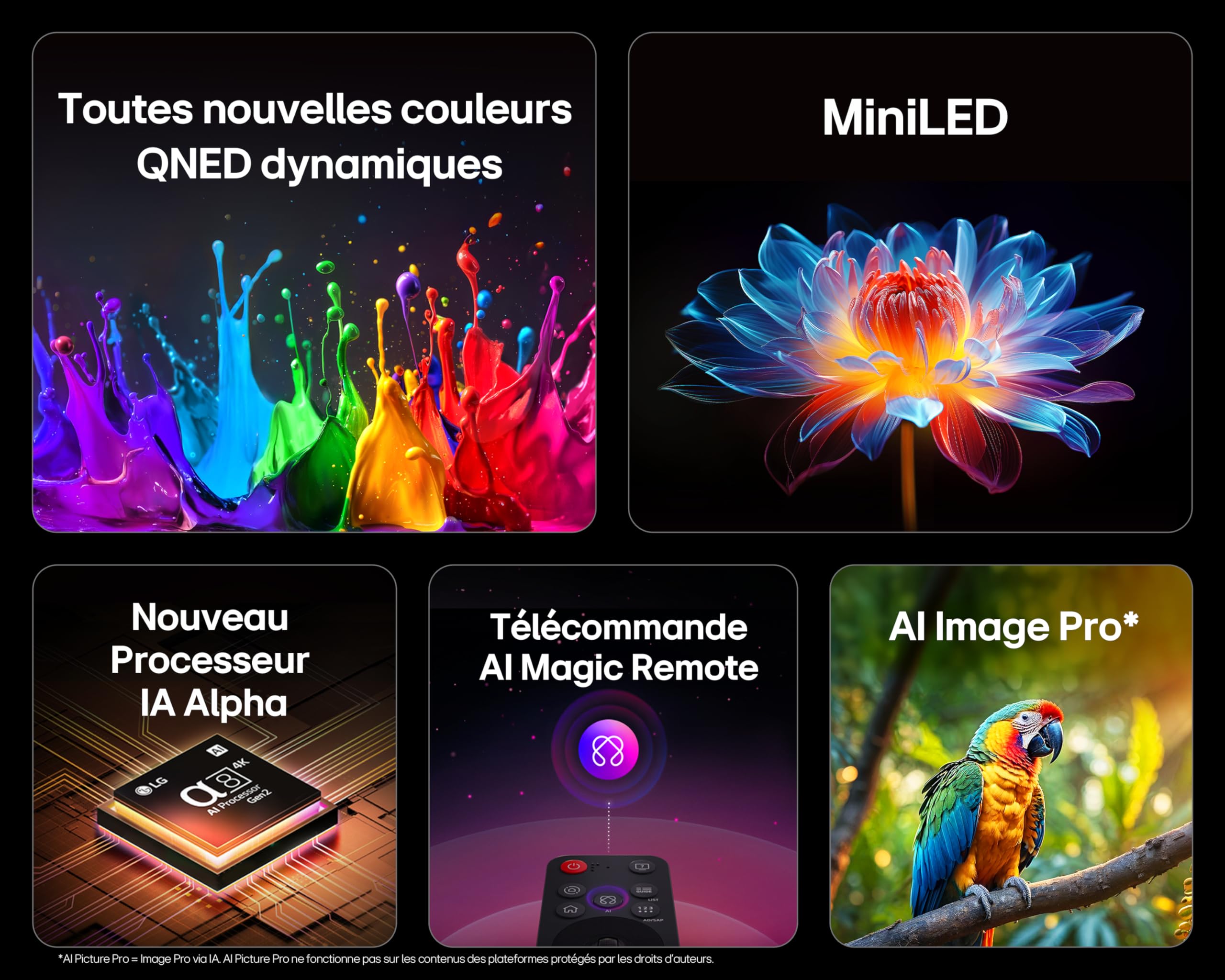 LG TV QNED Evo AI 2025 | 65QNED93A | 65'' (164 cm) | MiniLED 144Hz| Processeur α8 AI 4K Gen2 |Dolby Vision & Atmos | Alexa