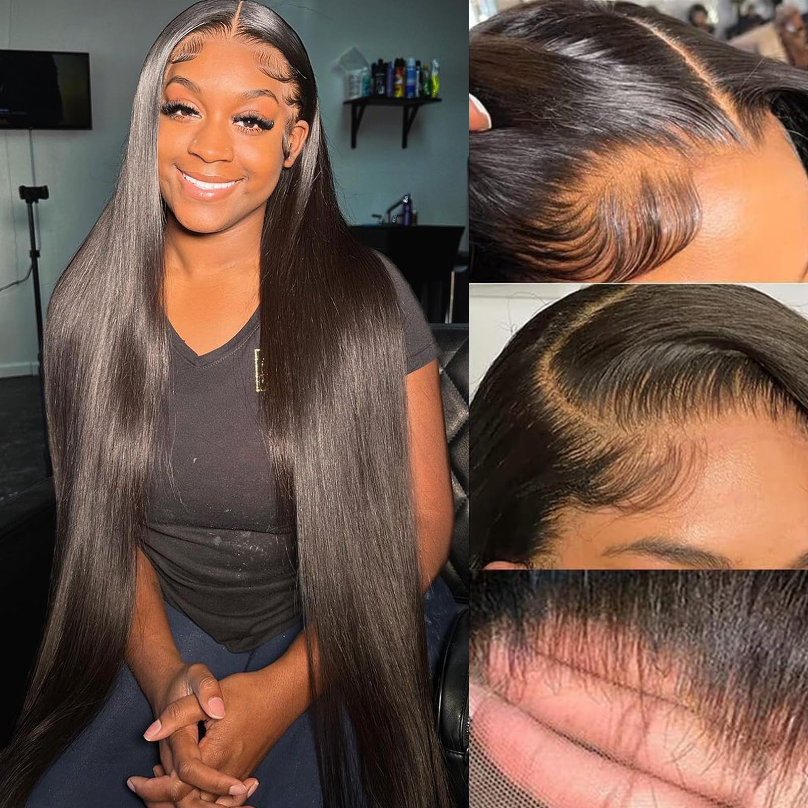Straight Lace Front Wigs Human Hair Glueless Wig Human Hair Pre Plucked Per Cut 13x4 HD Lace Front Wig Wear and Go Glueless Lace Frontal Wigs for Women 22 Inch