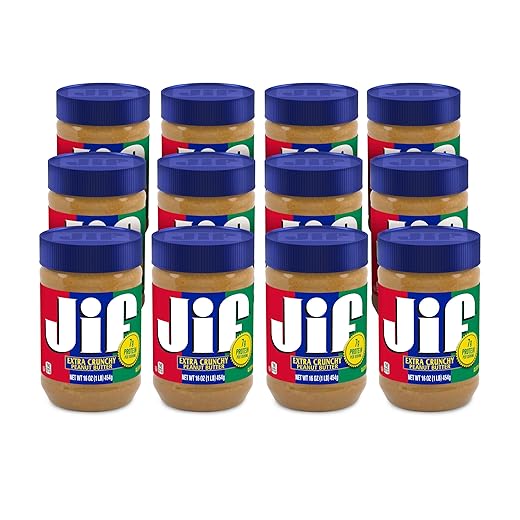 Jif Extra Crunchy Peanut Butter, 16 Ounces (Pack of 12)