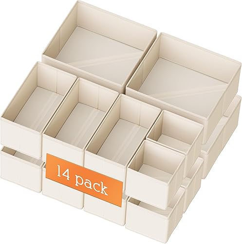 Criusia Organizador de cajones de ropa, paquete de 14 organizadores de aparador para ropa de bebé, ropa interior, calcetines, organizadores
