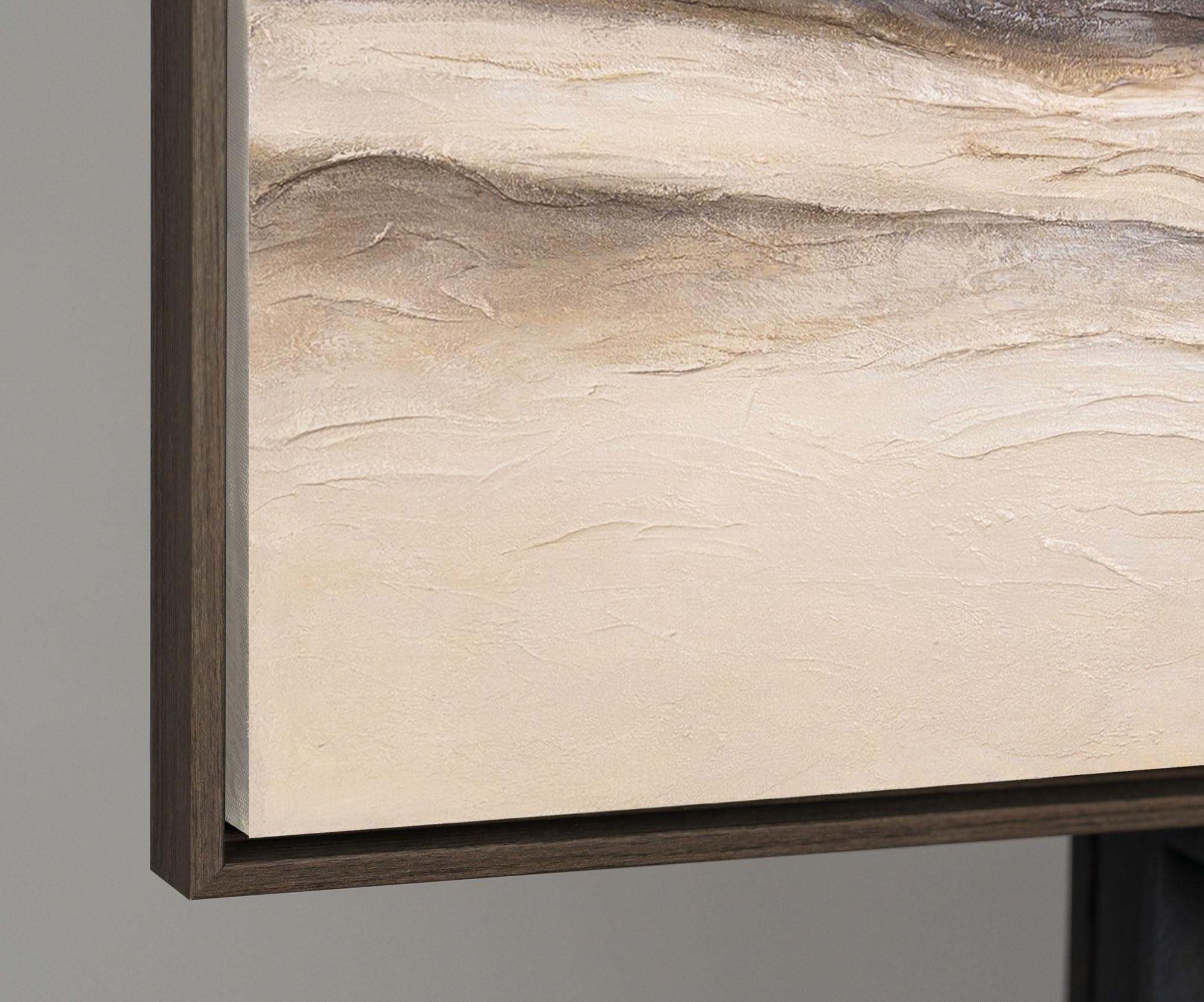Abstrakt Braunbeige Acryl Gemälde auf Leinwand mit Rahmen 160x80 cm handgemalt Wandbild