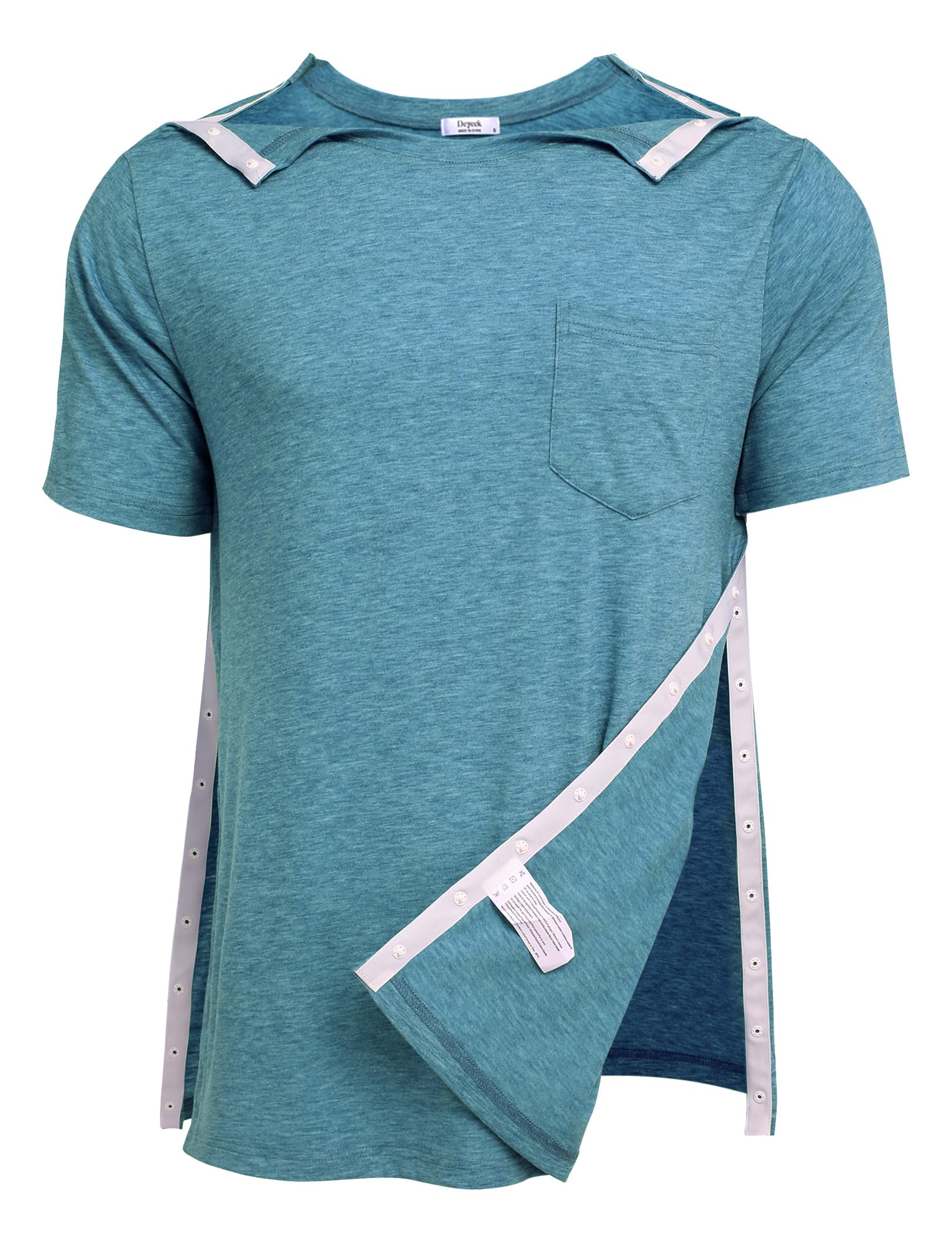Deyeek Men's Post Shoulder Surgery Shirts Soft Tear Away Short Sleeve Tops
