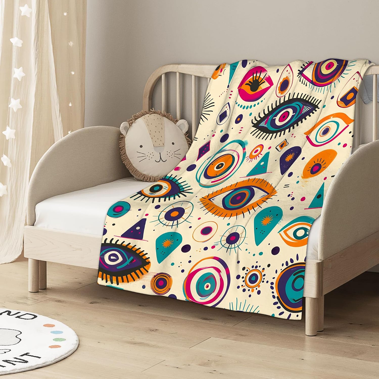 Abstract Evil Eye Throw Blanket, Boho Blanket Throw for Adults, Lightweight Soft Cozy Blanket for Couch Sofa Bed Room Decor 50x60 Inches - Image 3