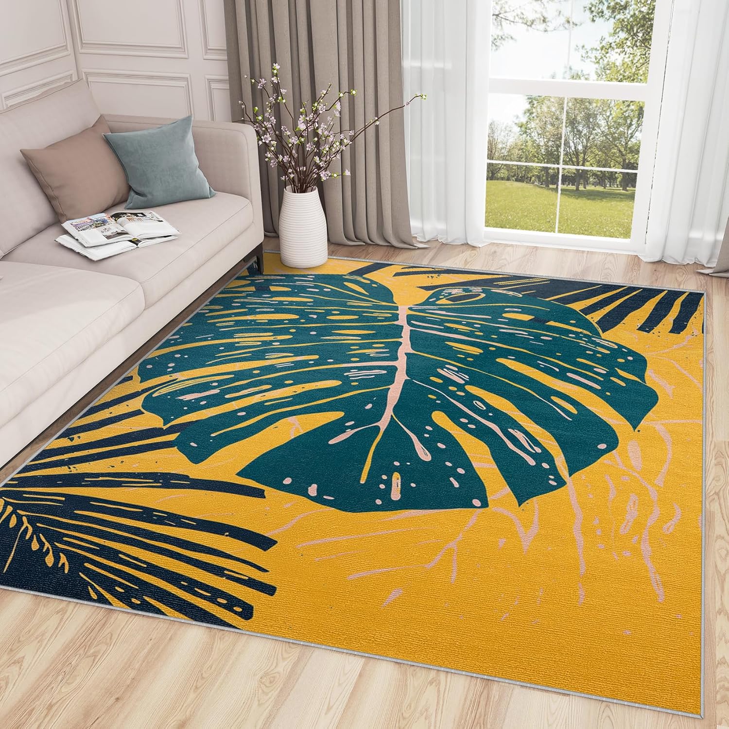 Amazon.com: SherAvant Tropical Leaf Rug Indoor - 5x8 Rug - Tropical ...