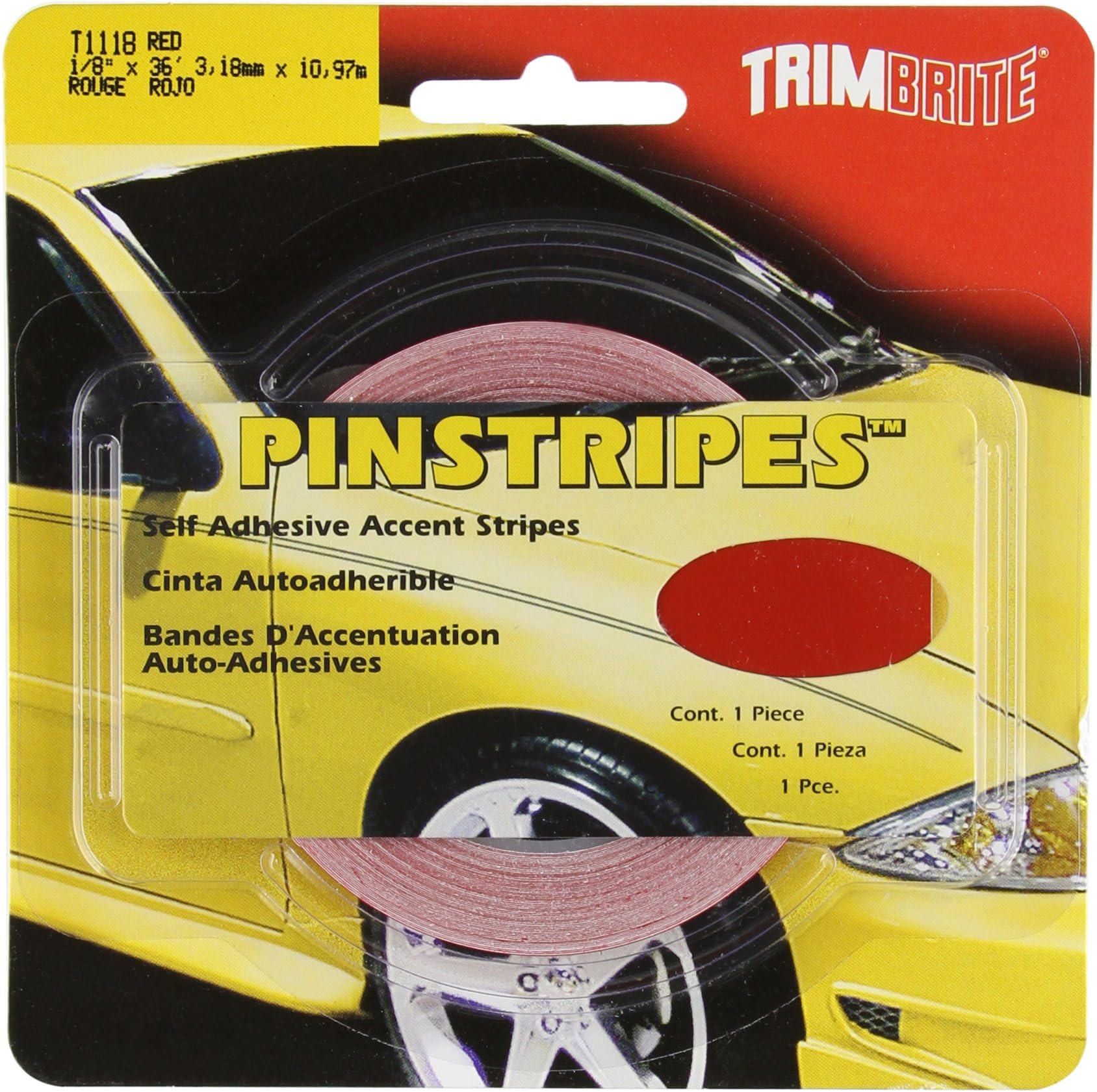 TRIMBRITE T1118 1/8 Pinstripe Tape Red