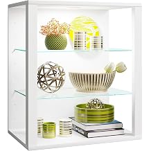 VCM Glasol S Wooden Wall Display Cabinet Hanging Display Cabinet Glass Display Case White