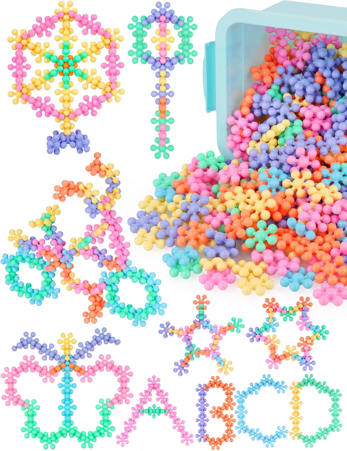 Rainbow Color Building Blocks Set – 600 PCS in 9 Bright Colors with Storage Box – Educational Construction Toy for Kids, STEM Creativity & Fine Motor Skills(Rainbow Colors)