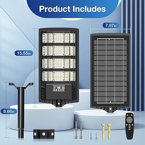 Miniatura 7 de Luces solares impermeables para exteriores, luces LED de calle de 6500 K con sensor de movimiento y control remoto, luces de inundación del