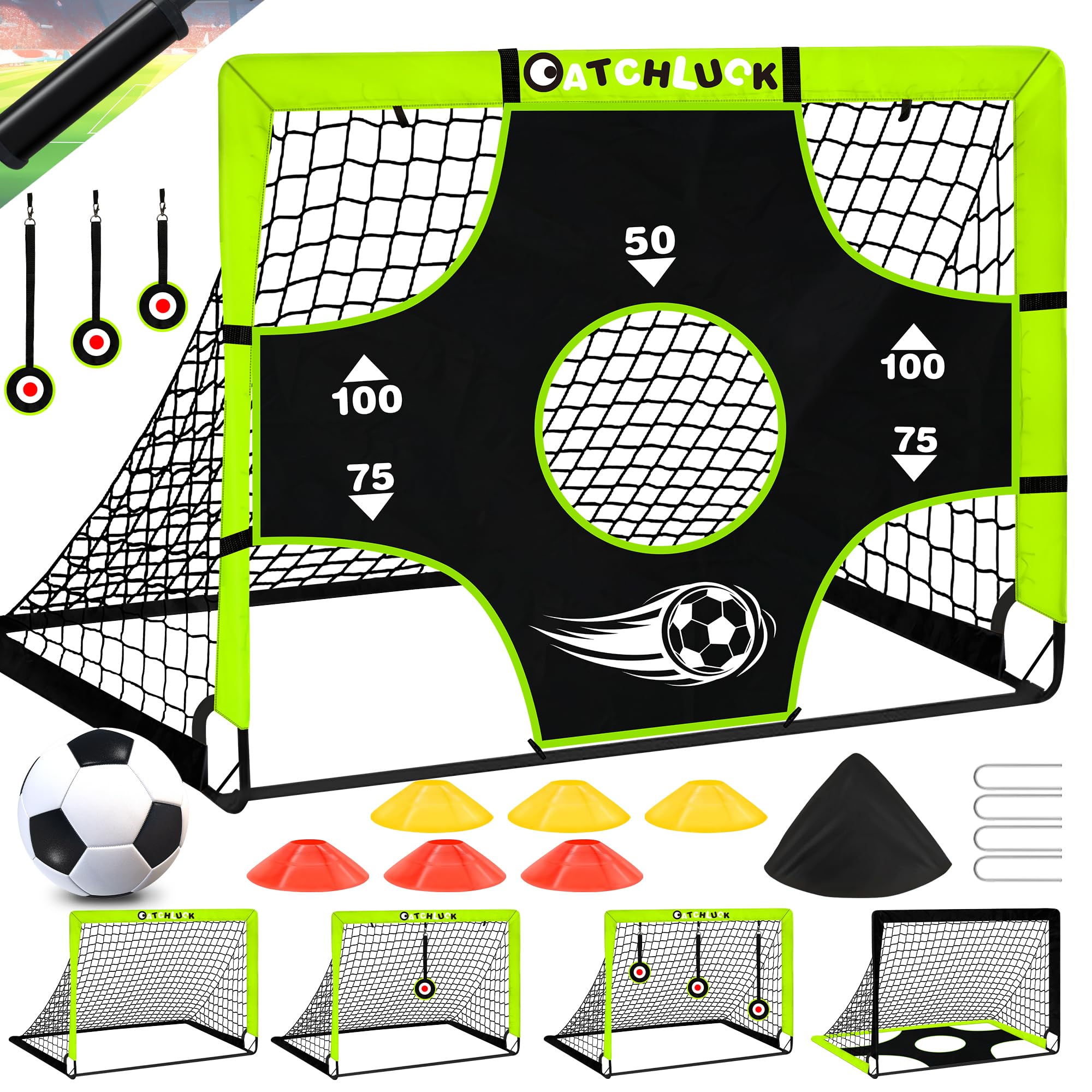 Porta da calcio per bambini, rete pop up, da giardino, pieghevole, attrezzatura da allenamento con borsa per il trasporto