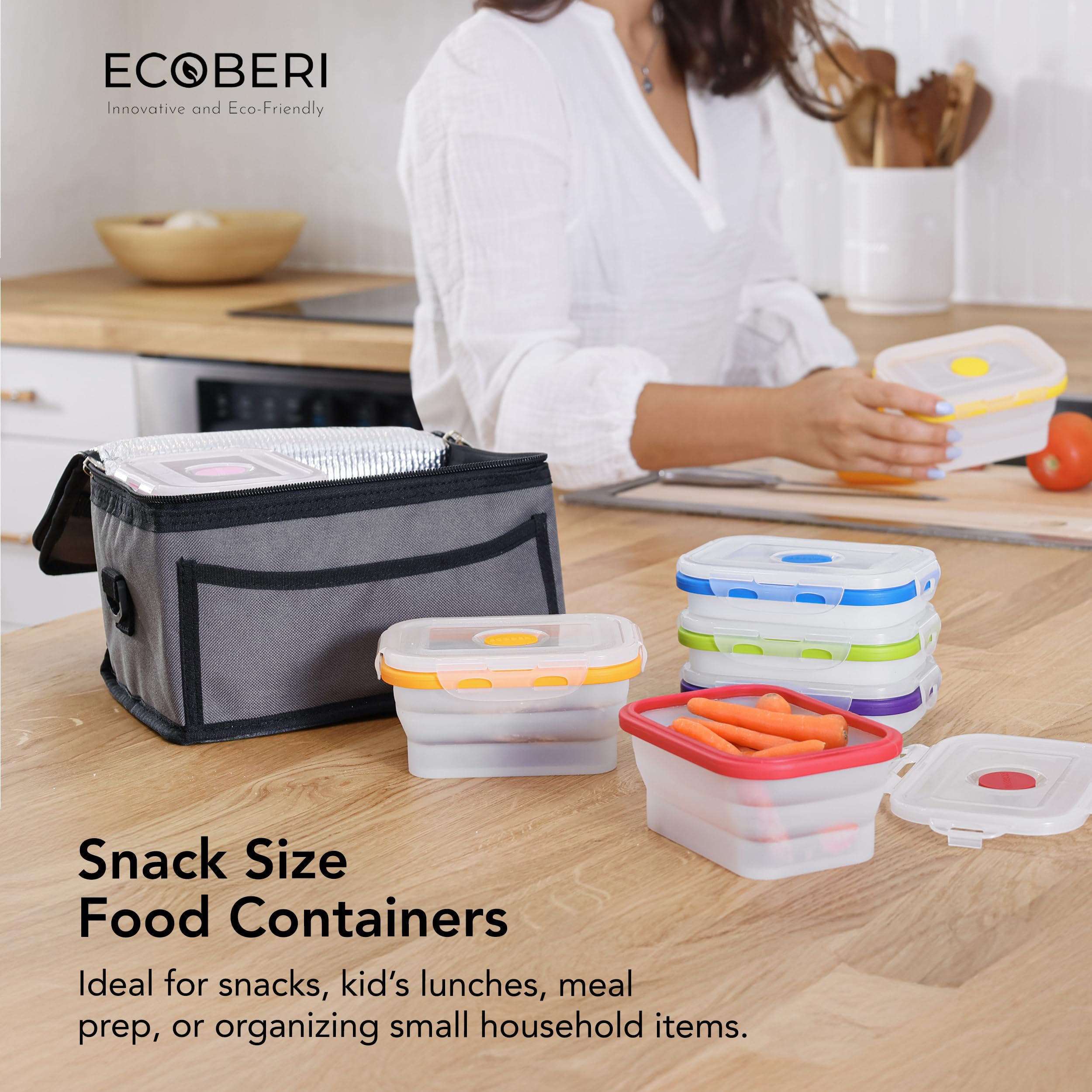 ECOBERI Faltbare Silikon-Frischhaltedosen, 8 Stück, 340 ml