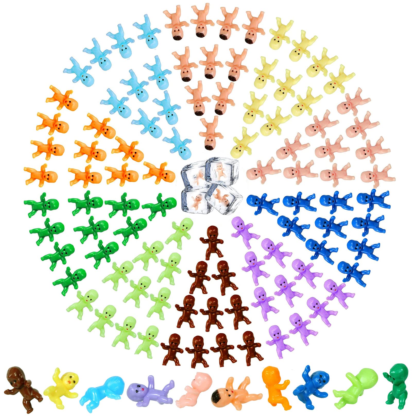 KY-Tech Mini Plastic Baby, 200 Pieces 1 Inch Mini Babies Tiny Plastic Babies Ice Cube Baby Doll for Baby Shower Party Game Supplies Decoration Halloween Doll Halloween Decoration(200pcs Multicolor)