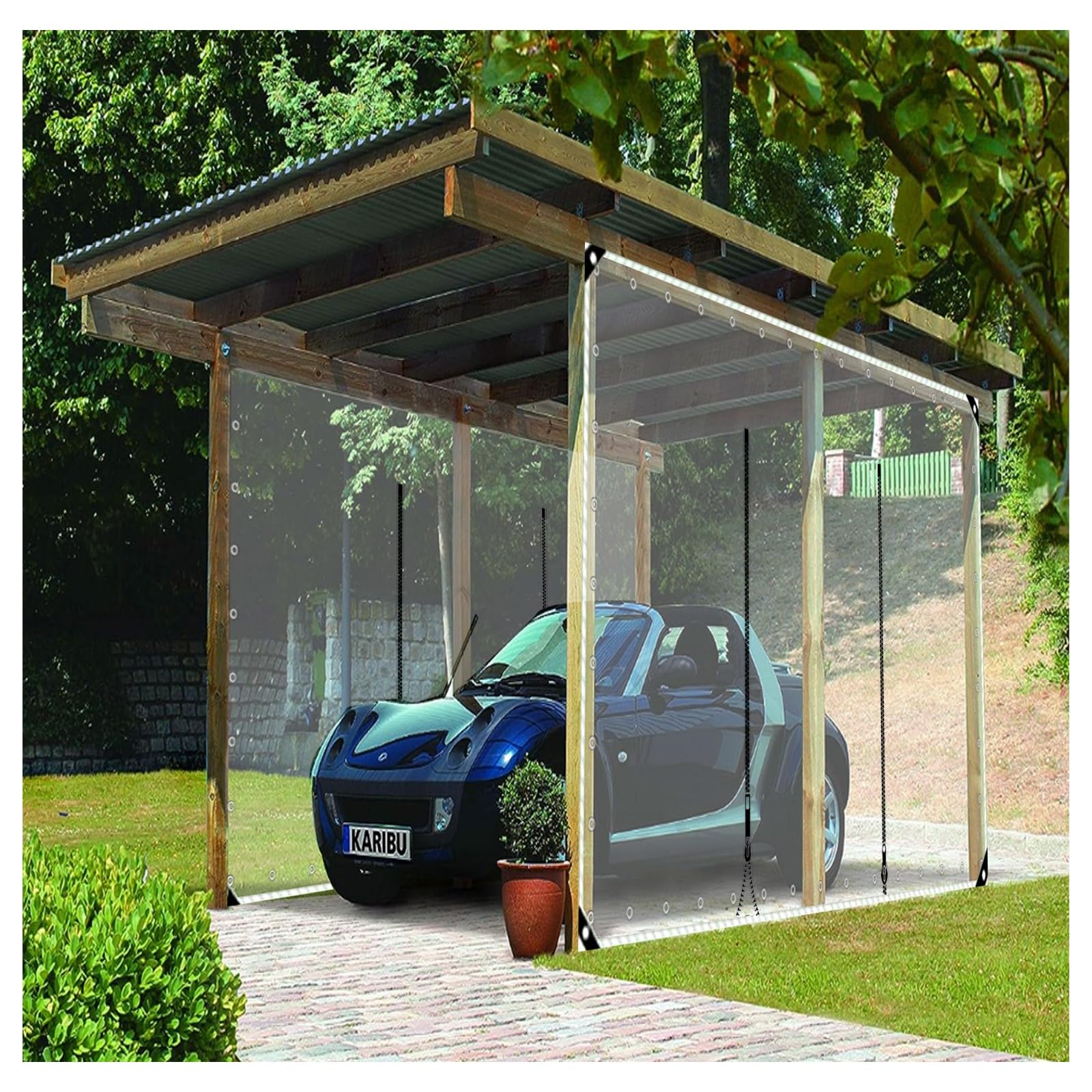 クリアタープ 金属製グロメット 結束ロープ付 防水 防塵 温室 庭