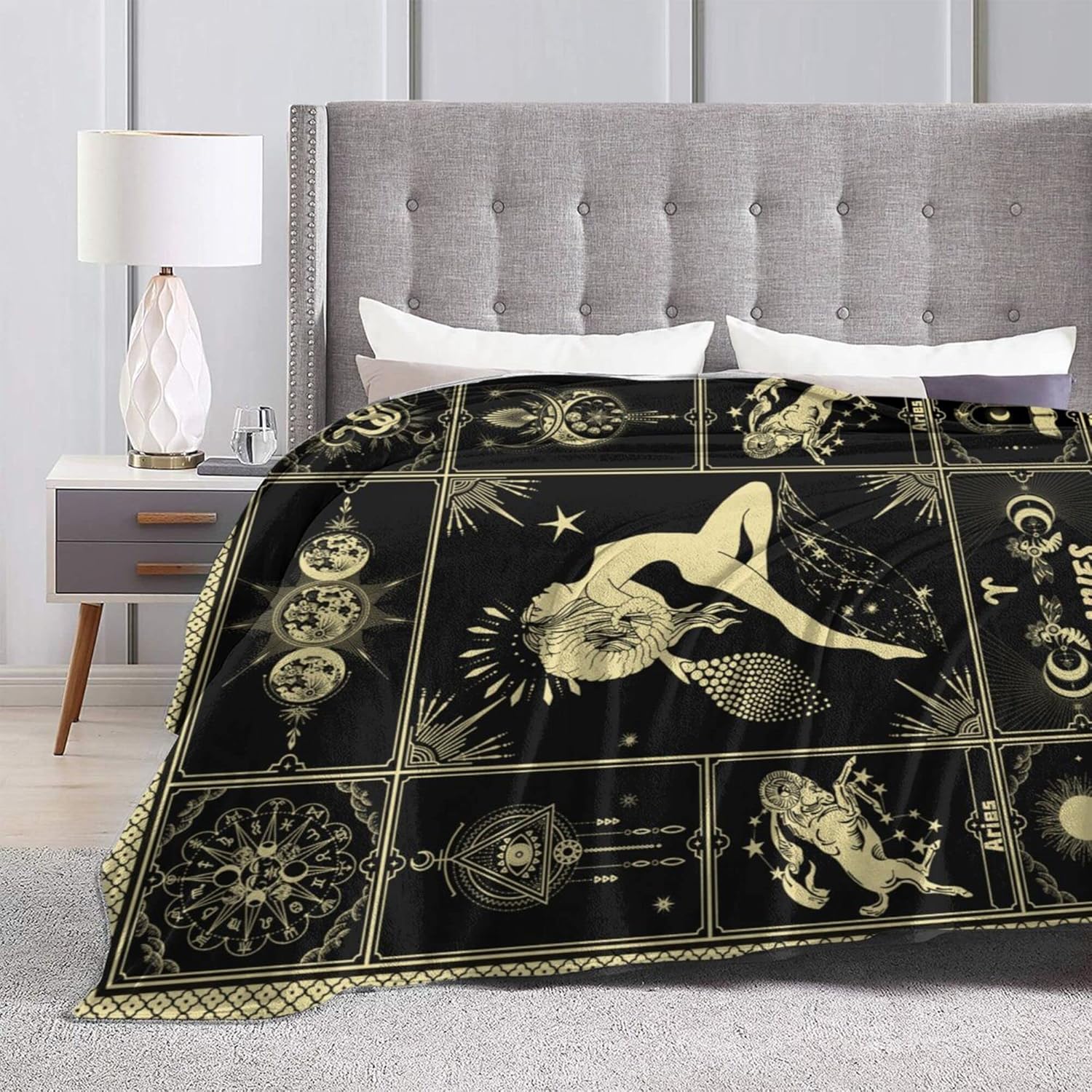Aries Blanket 12 Horoscope Astrology Bed Blankets Soft Cozy Personalized Flannel Throw Blankets 50"X40" - Image 3