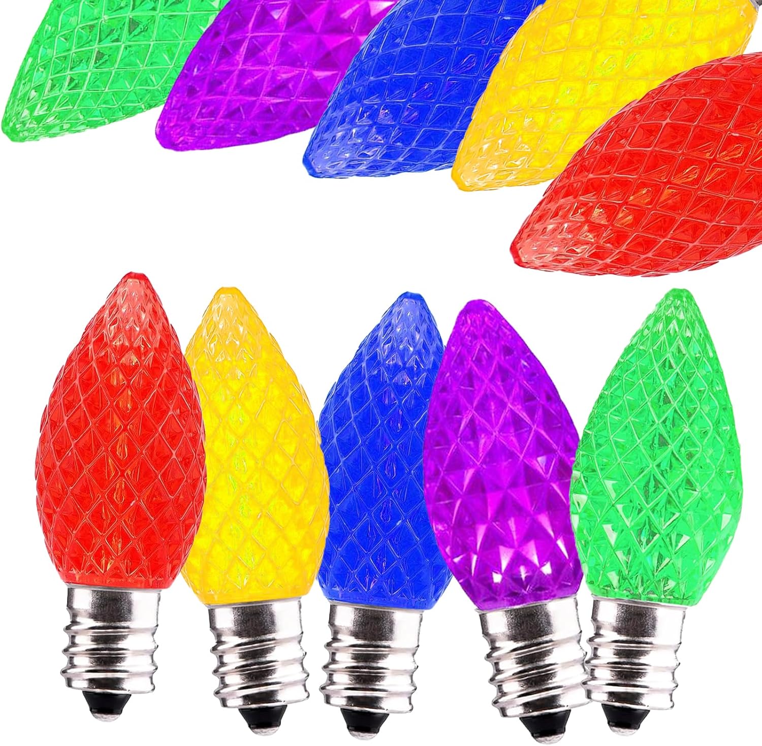 Jawtach C7 LED Christmas Light Bulbs 5 Pack C7 LED Bulbs Multi Color C7 Led Christmas Lights Amazon