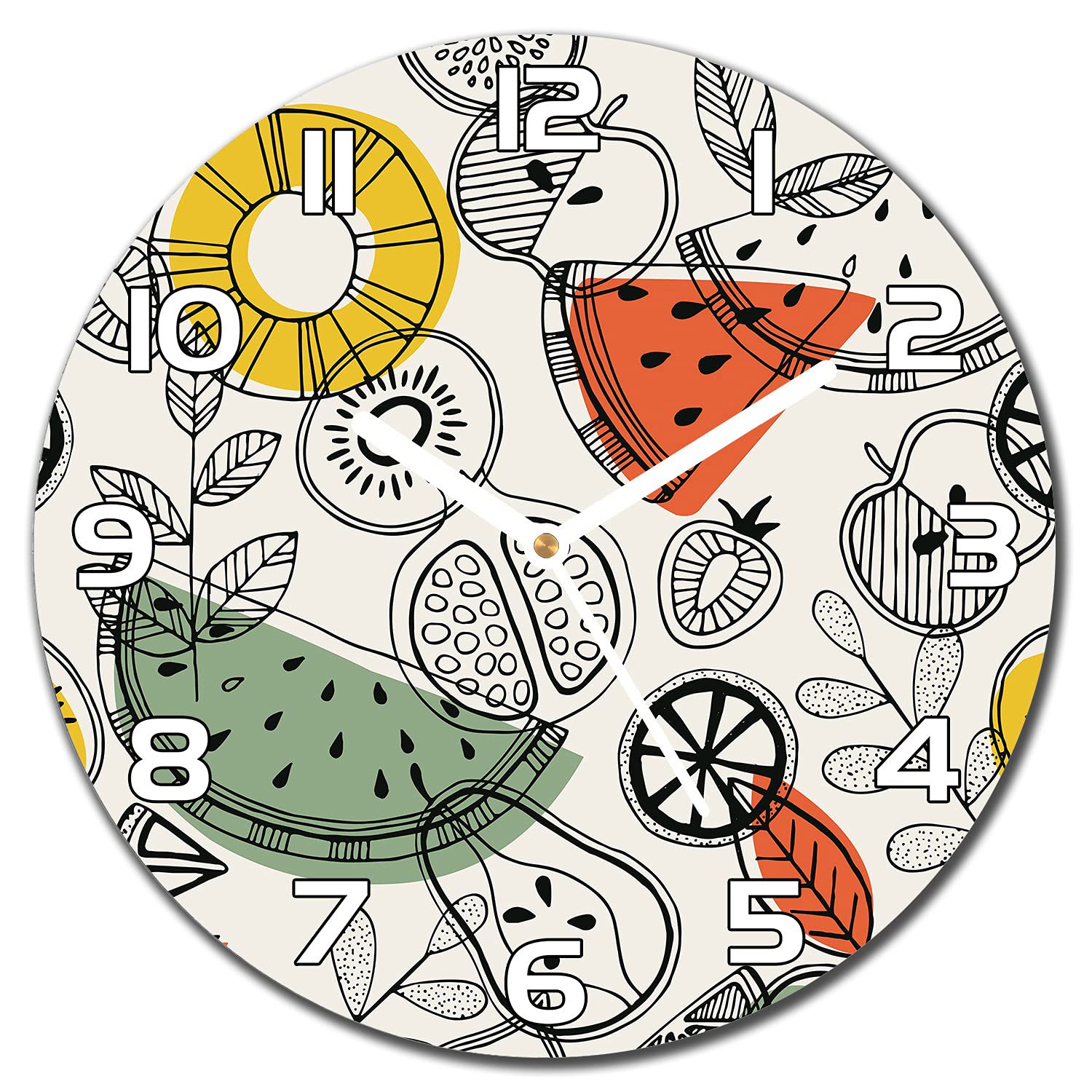 Horloge en verre moderne Fruit Contours pour décoration salon